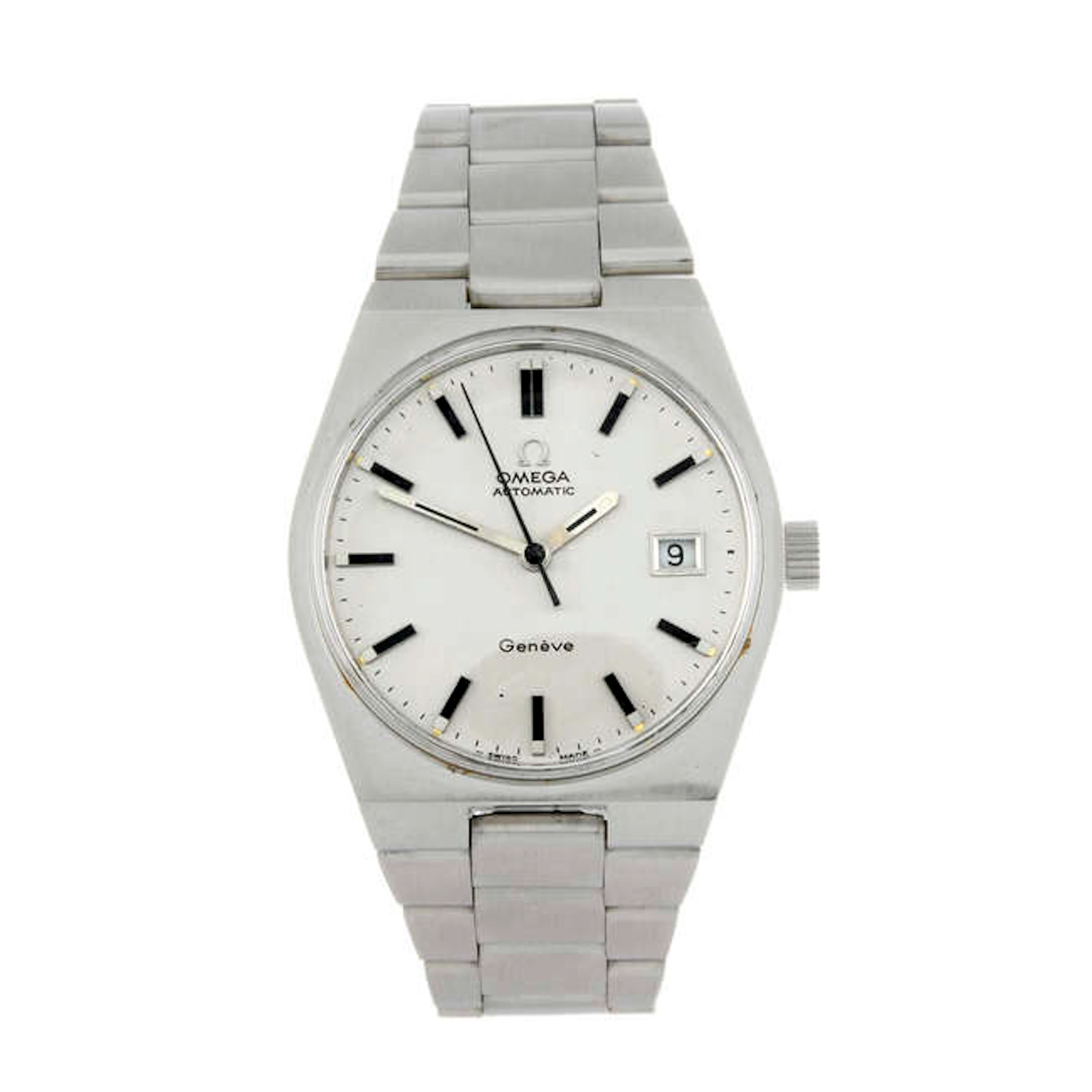 OMEGA - a gentleman's stainless steel Gèneve bracelet watch.