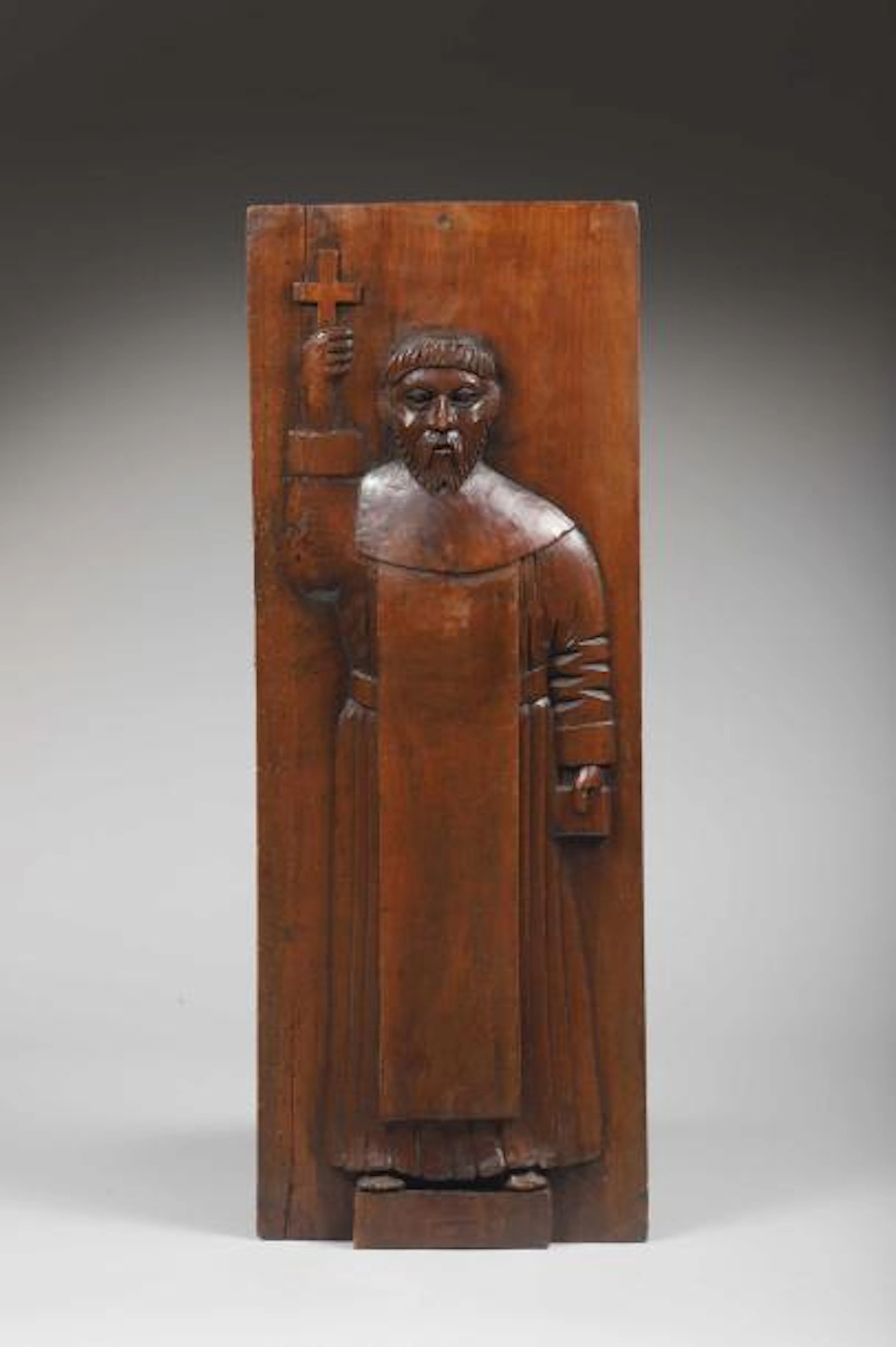 Deux panneaux en bois sculpté en bas-relief Art naïf d'Europe...