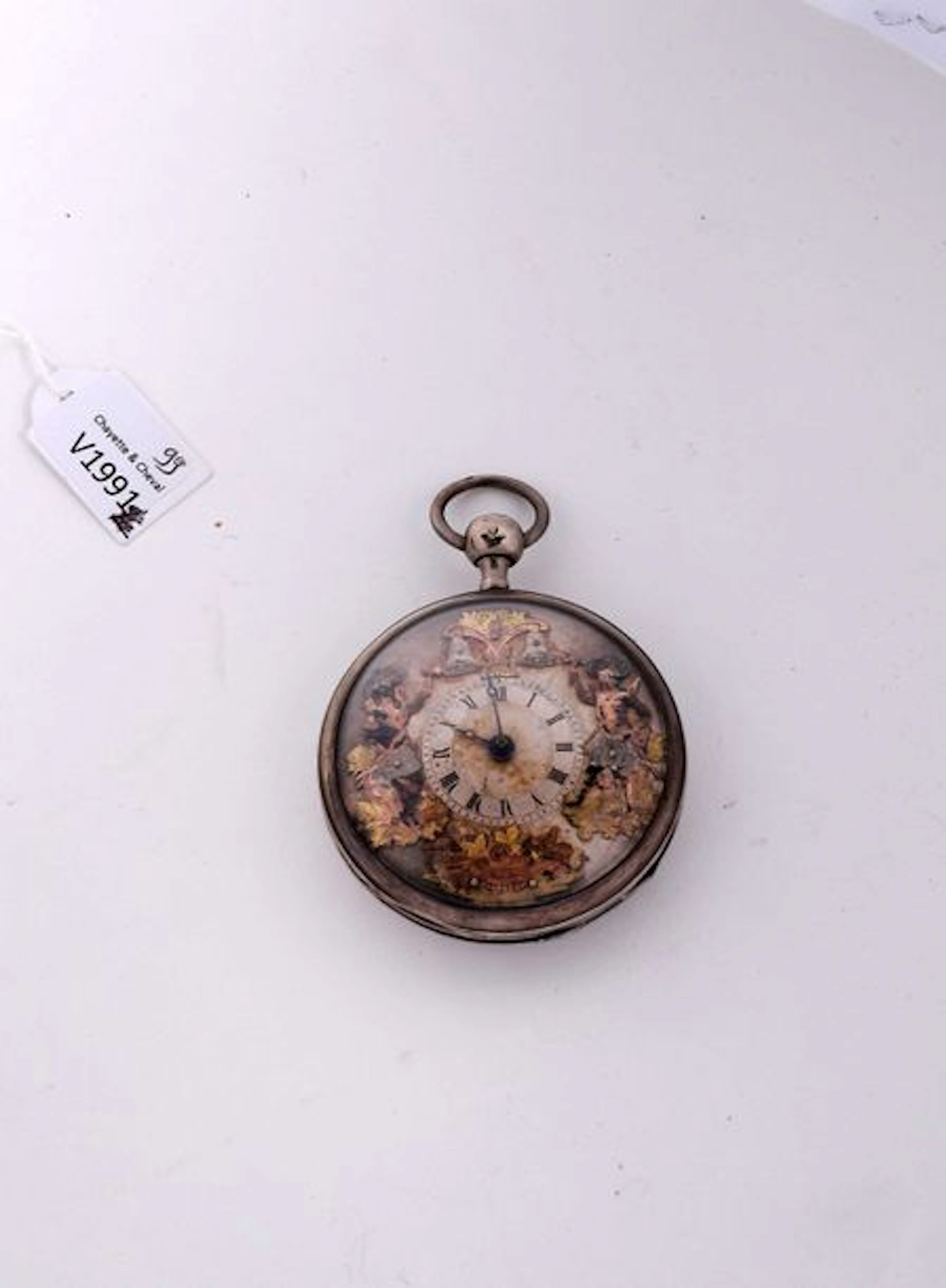 Montre à verge en argent à répétition des…