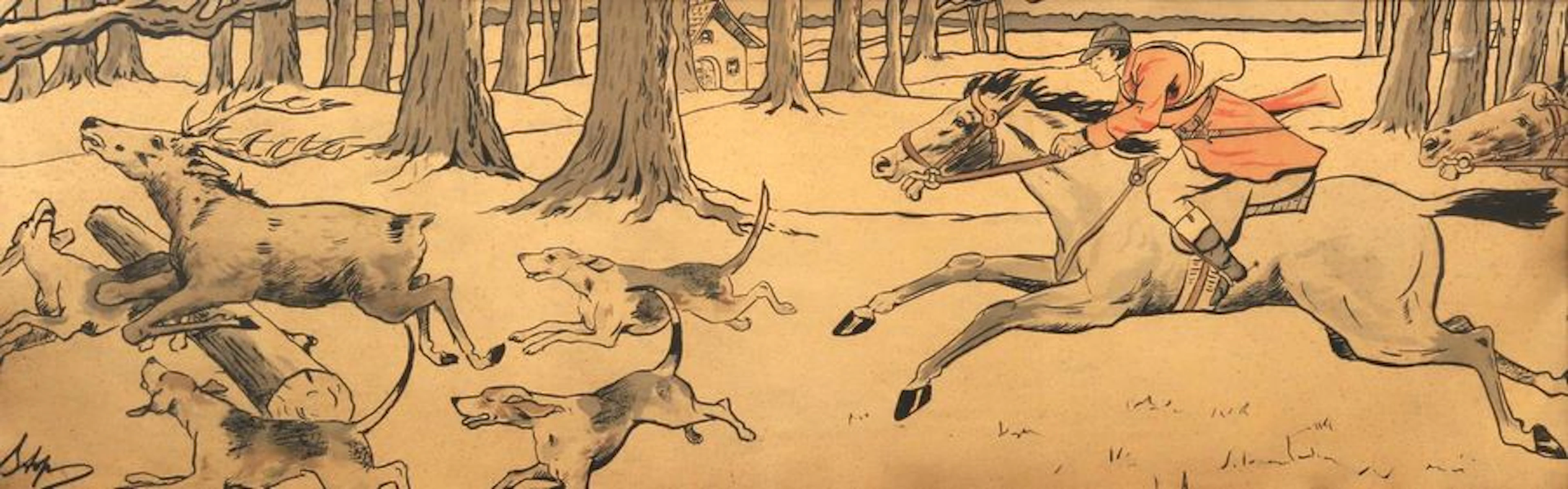 STEPH, « L’hallalie du cerf », lithographie…