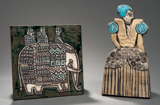 LOT COMPRENANT céramiques polychromes provenant de Gustavsberg
