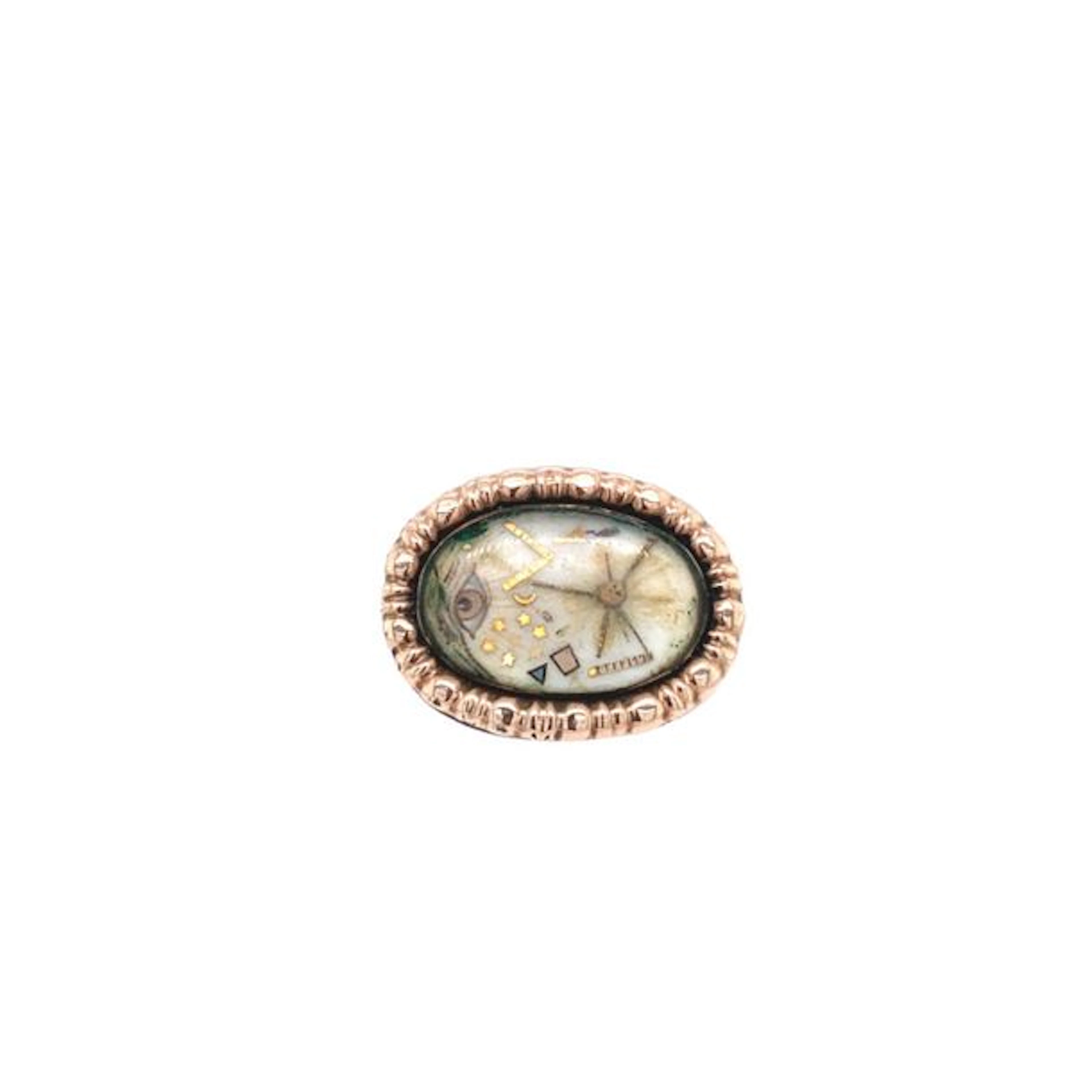 BAGUE en or (750 et 585) et à décor peint…