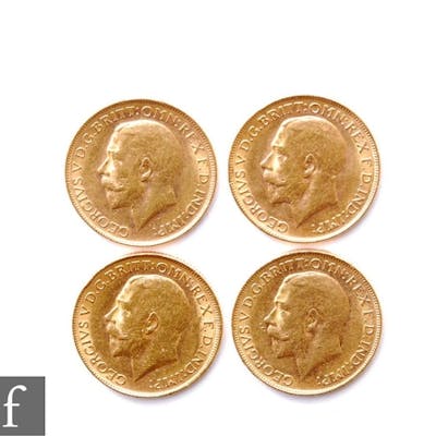George V - Four sovereigns, 1919, all Perth Mint marks, reve...
