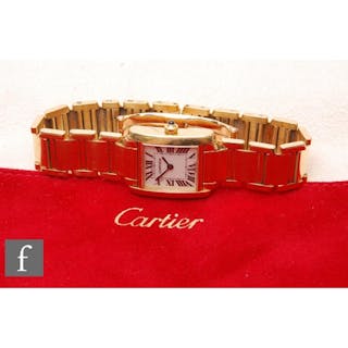 A lady's 18ct hallmarked Cartier Tank Francaise wrist watch ...