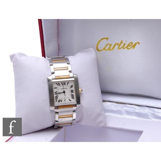 A stainless steel Cartier De Santos wrist watch, Roman numer...