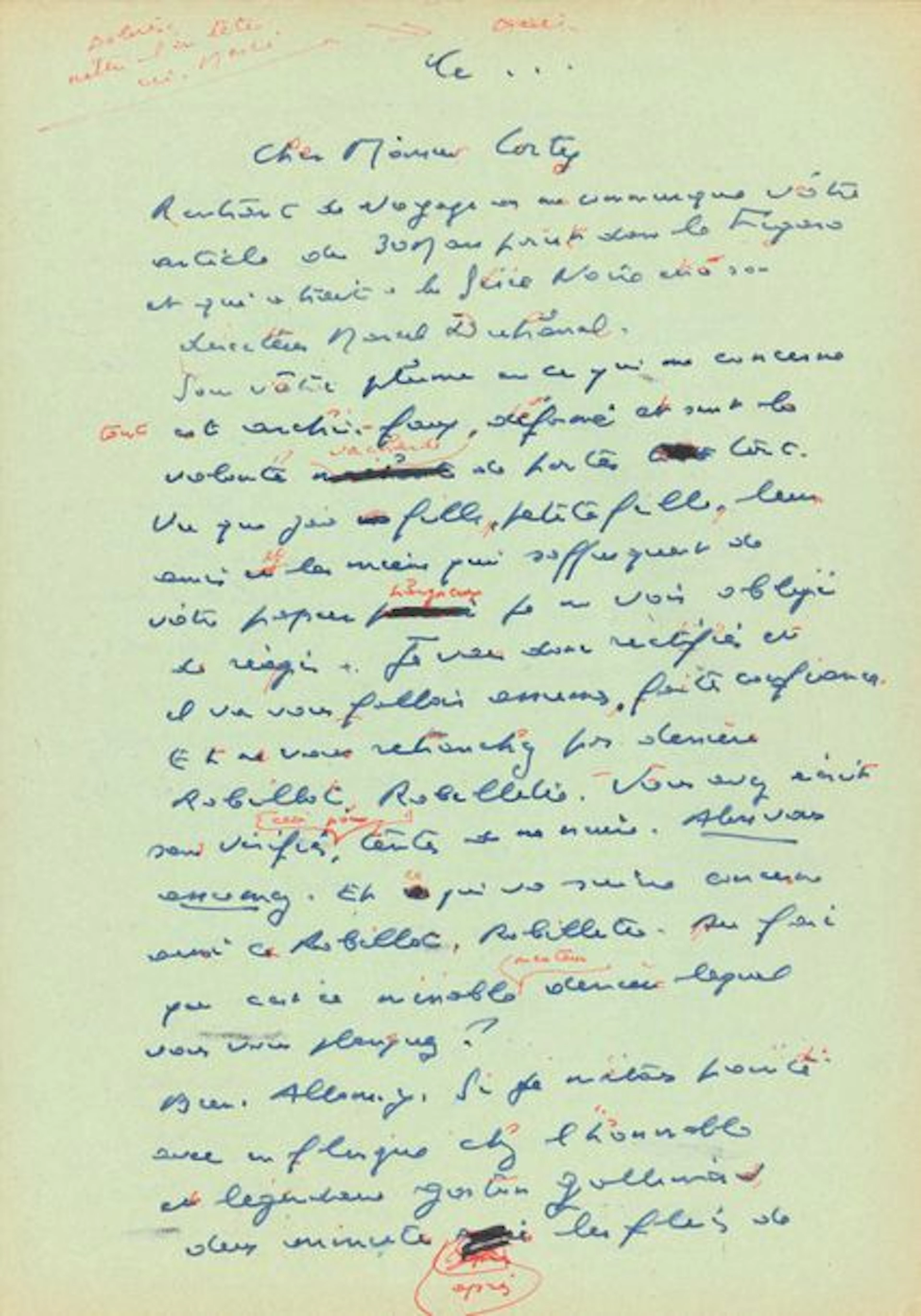 *Auguste LE BRETON (1913-1999). L.A.S. (brouillon...