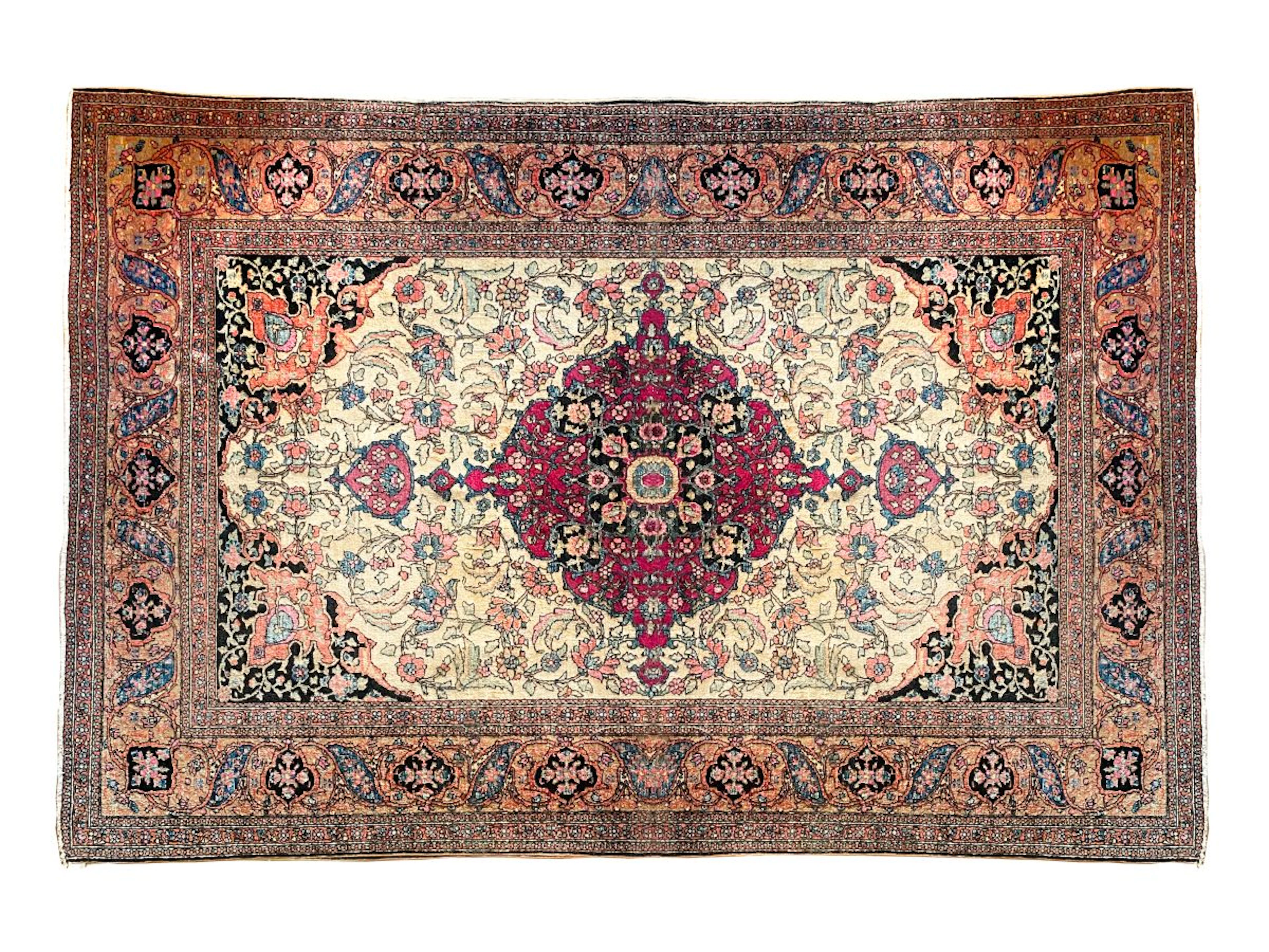 TAPIS persan Sarouk à fin décor floral à... - Lot 231 - Libert Damien
