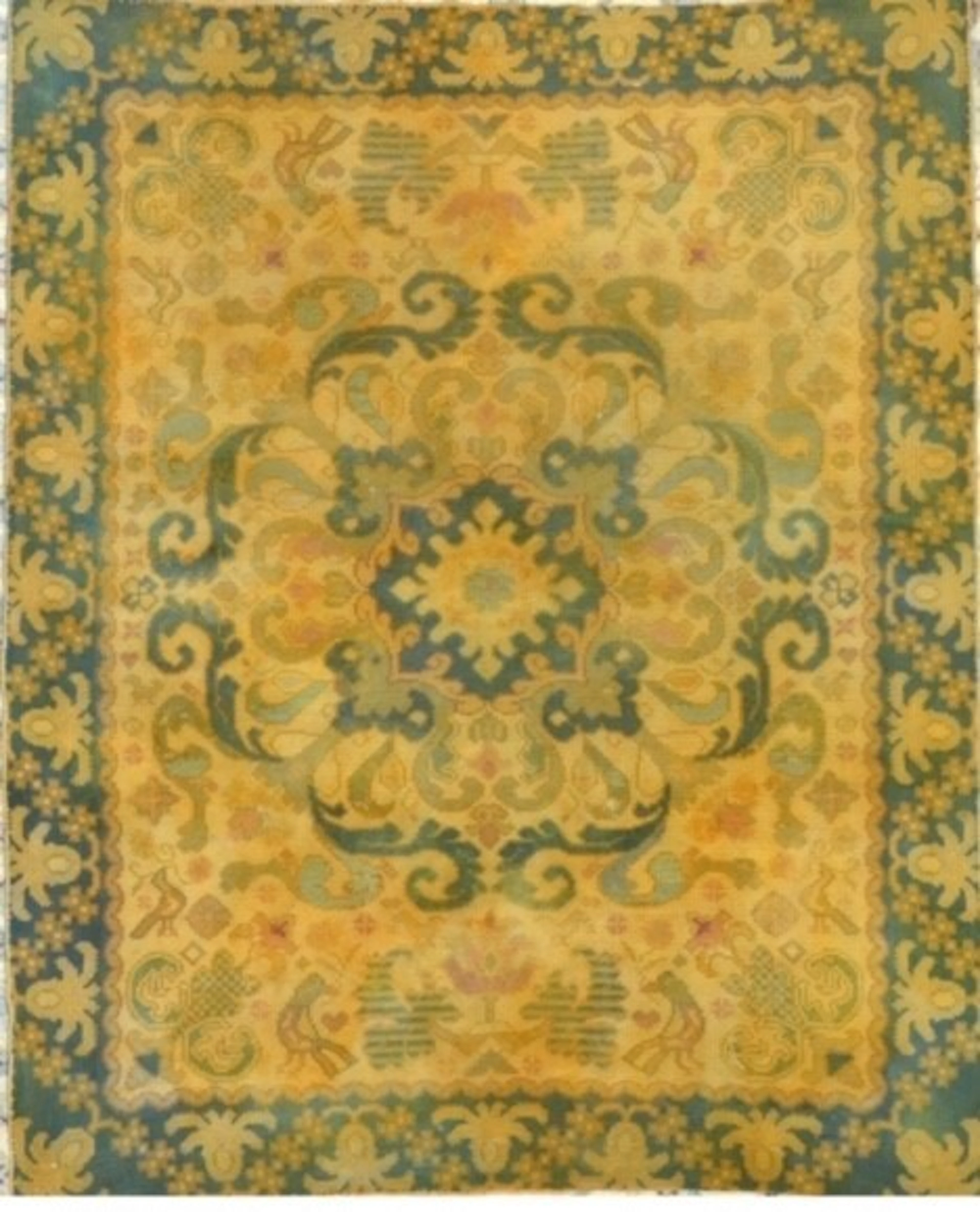 Original tapis portugais à décor floral géométrique.…
