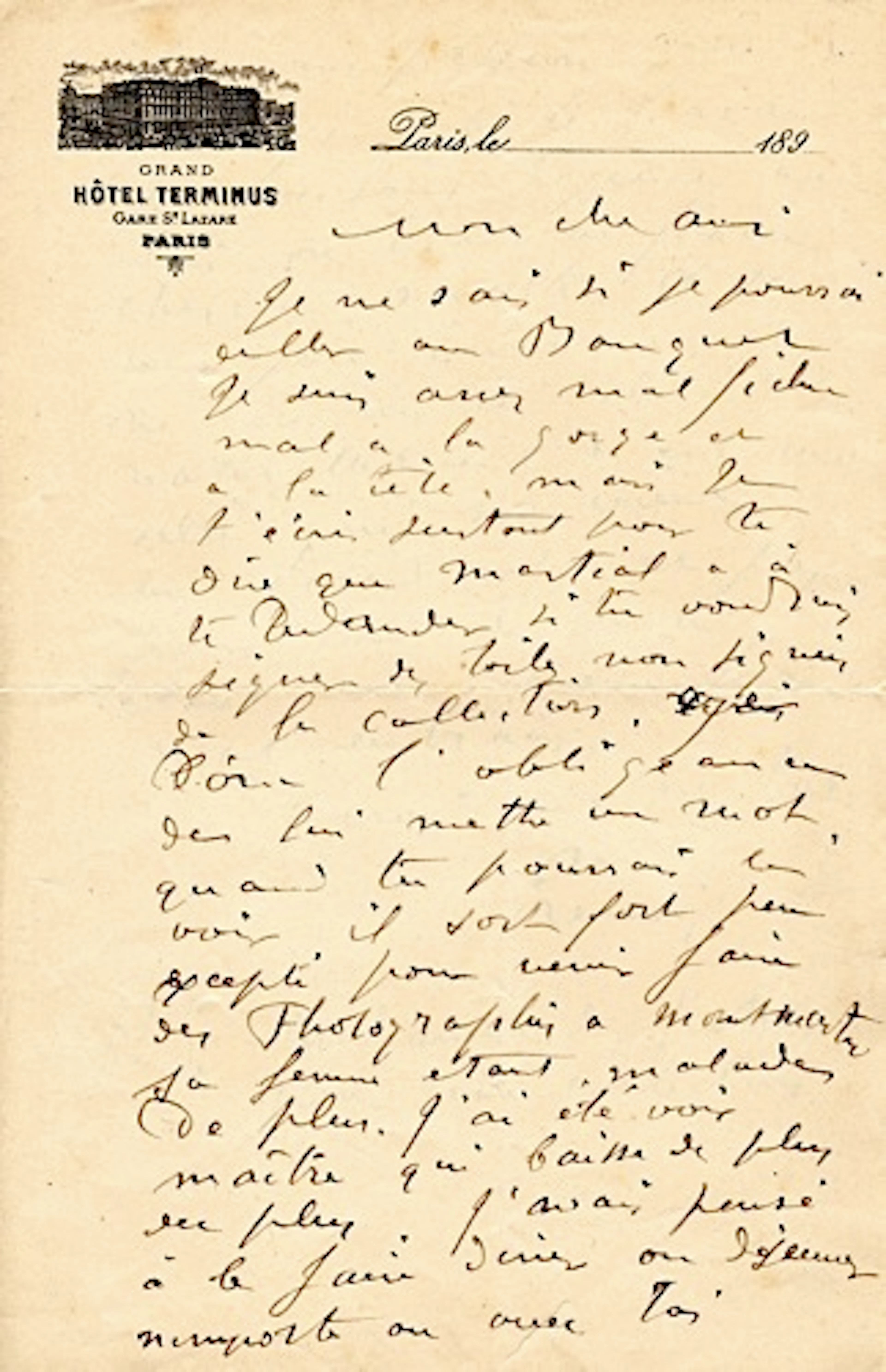 Auguste RENOIR L.A.S., Paris [avril ? 1894], à Claude MONET ; 2 pages