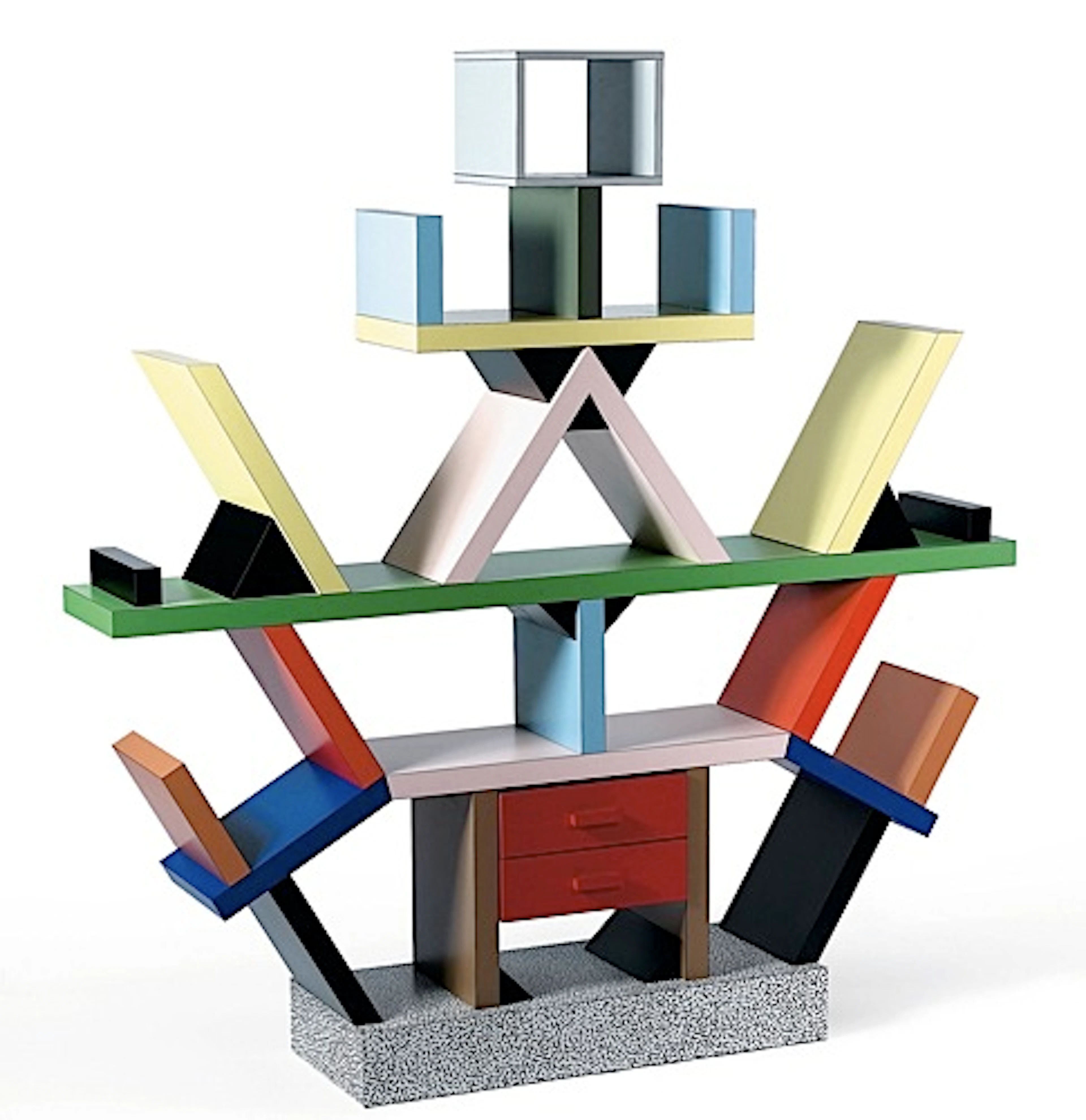Ettore SOTTSASS (Né en 1917) Etagère modèle Carlton - 1981 Mélaminé
