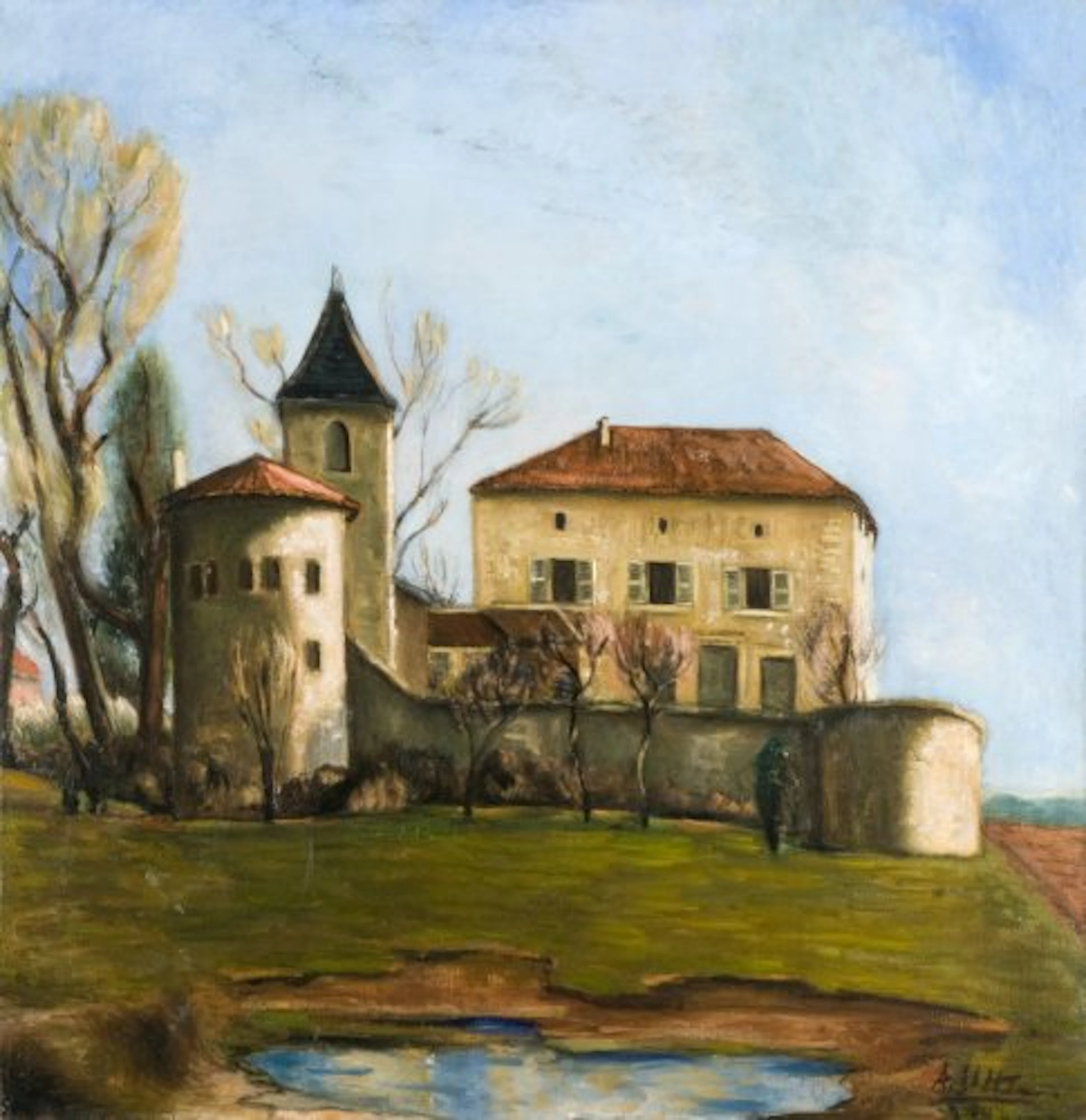 André UTTER (1886-1948) LE CHATEAU DE SAINT-BERNARD, AIN, 1935 Huile sur toile