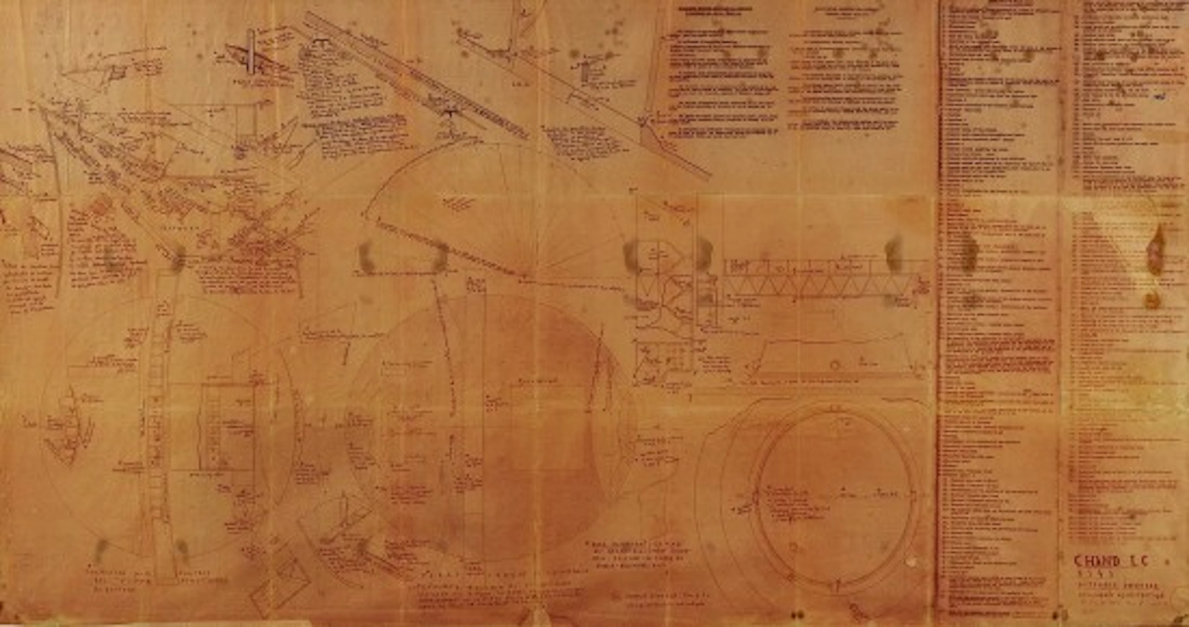 ATELIER LE CORBUSIER DEUX PLANS TIRES AU BLEU DE LASSEMBLEE DE CHANDIGARH