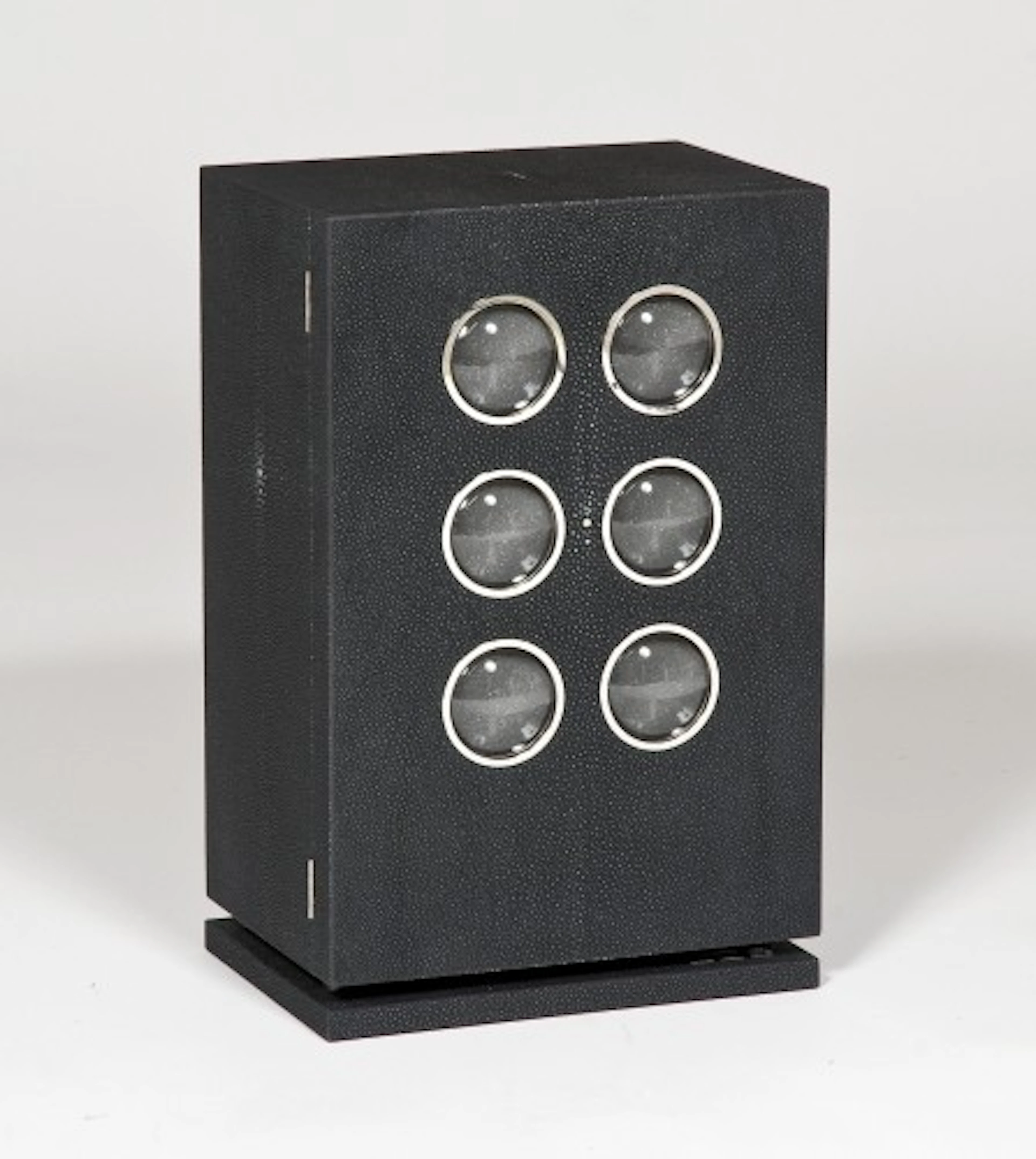 ELIE BLEU Cabinet rotatif 6 montres Galuchat noir non poncé