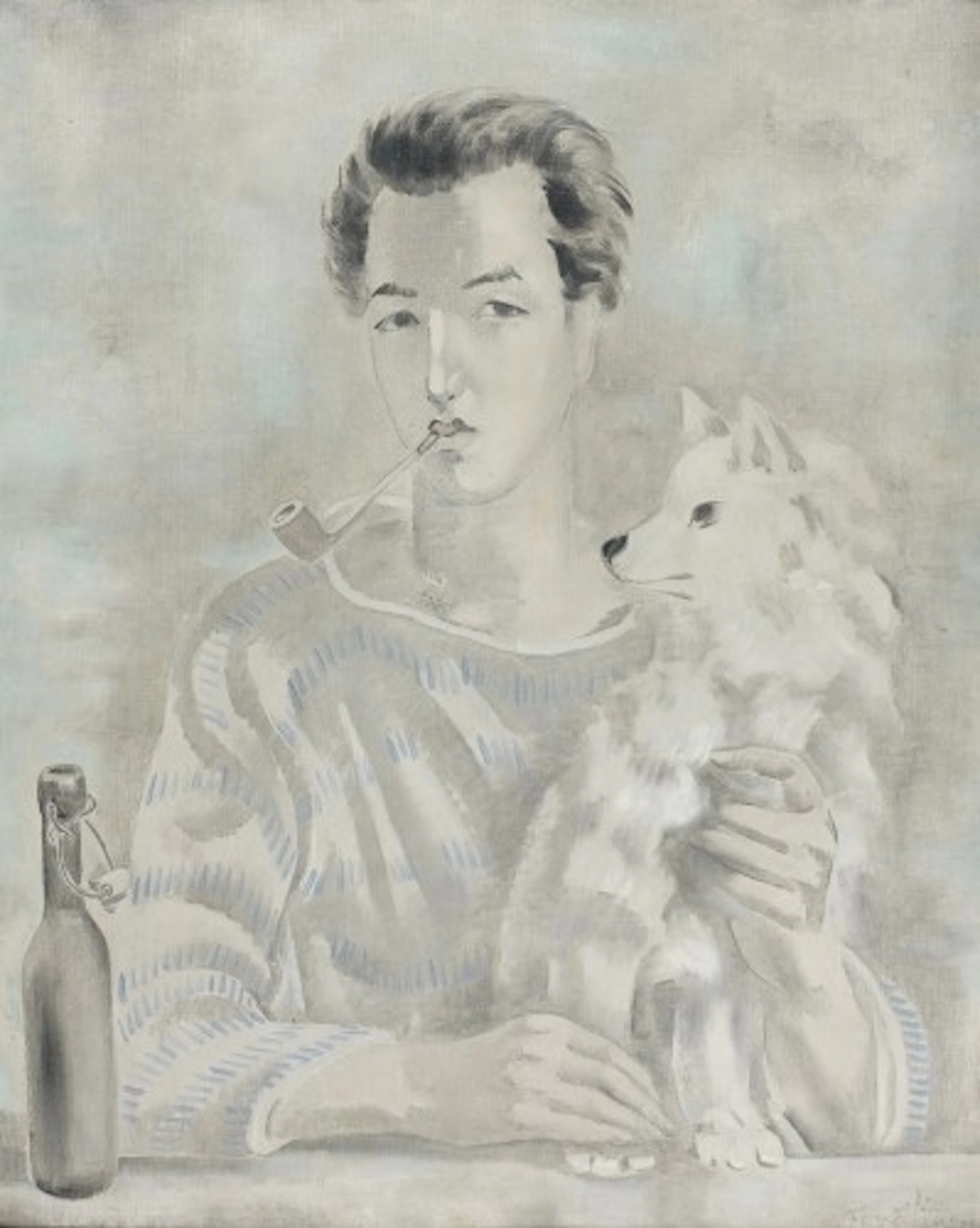 Sei KOYANAGUI (1896 -) LHOMME AU CHIEN Huile sur toile