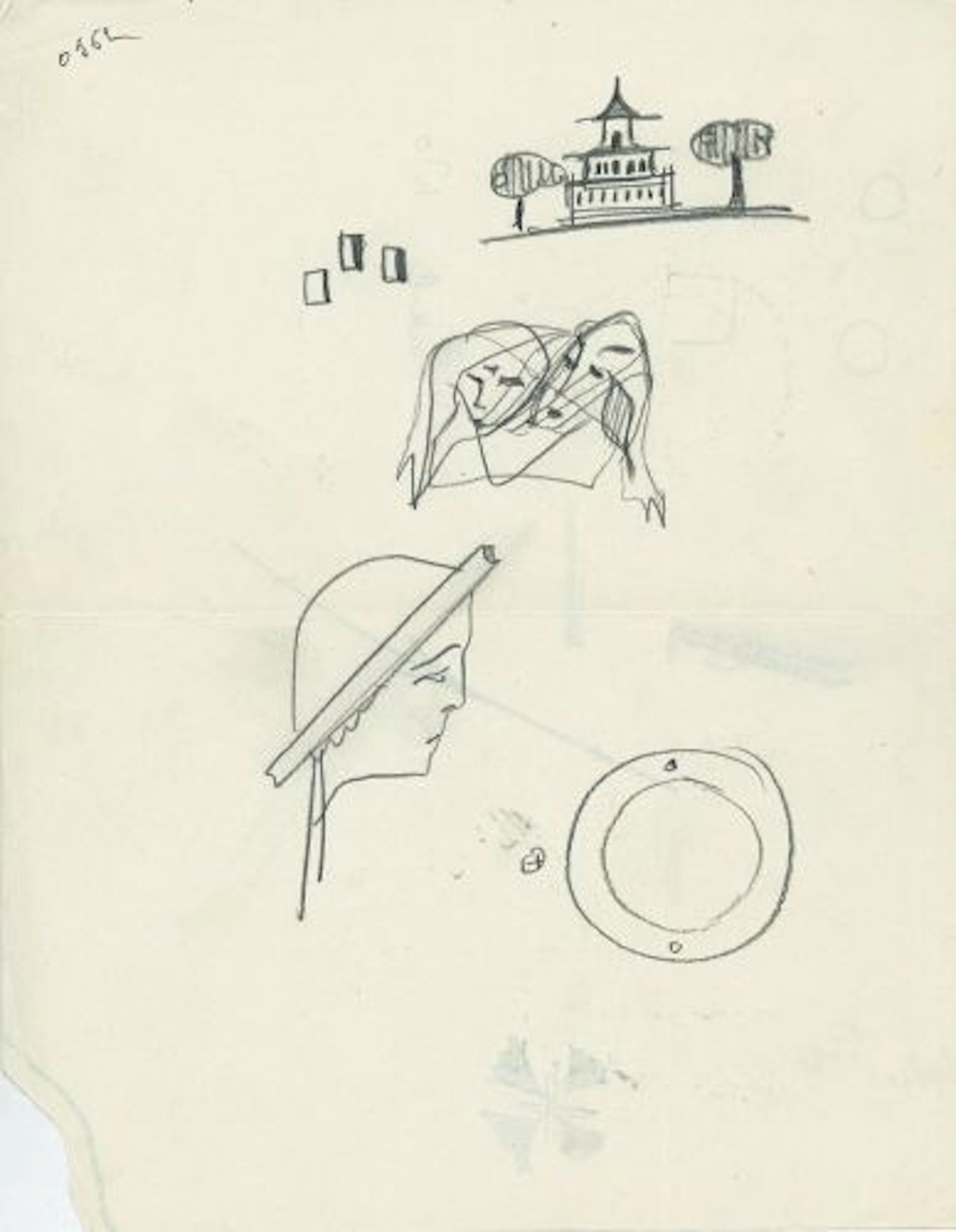 Antoine de SAINT-EXUPERY Croquis de pagode et masques