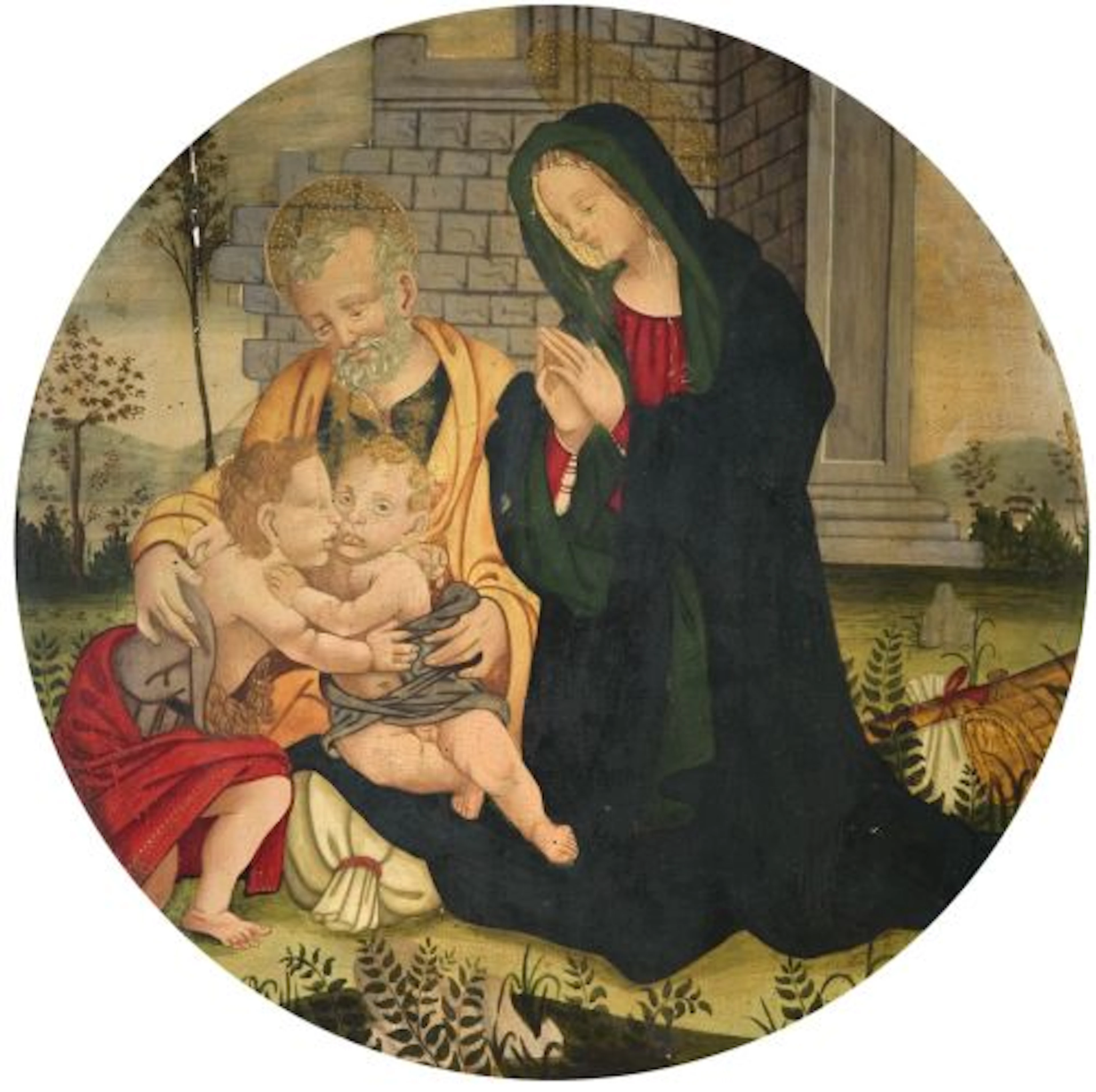 Ecole italienne du XIXe siècle Sainte Famille avec saint Jean-Baptiste