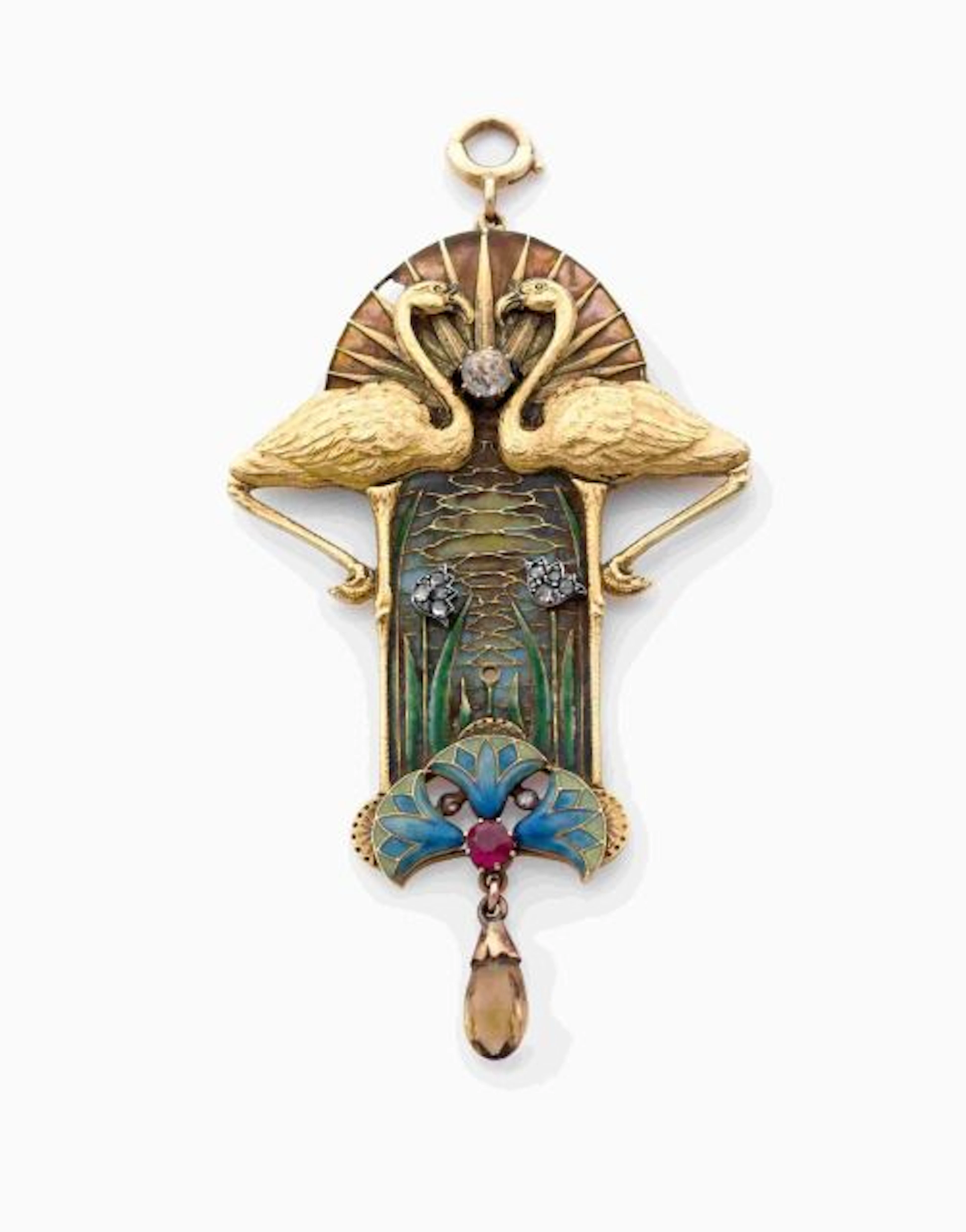 Eugène FEUILLATRE (1870-1916) Pendentif " Ibis "