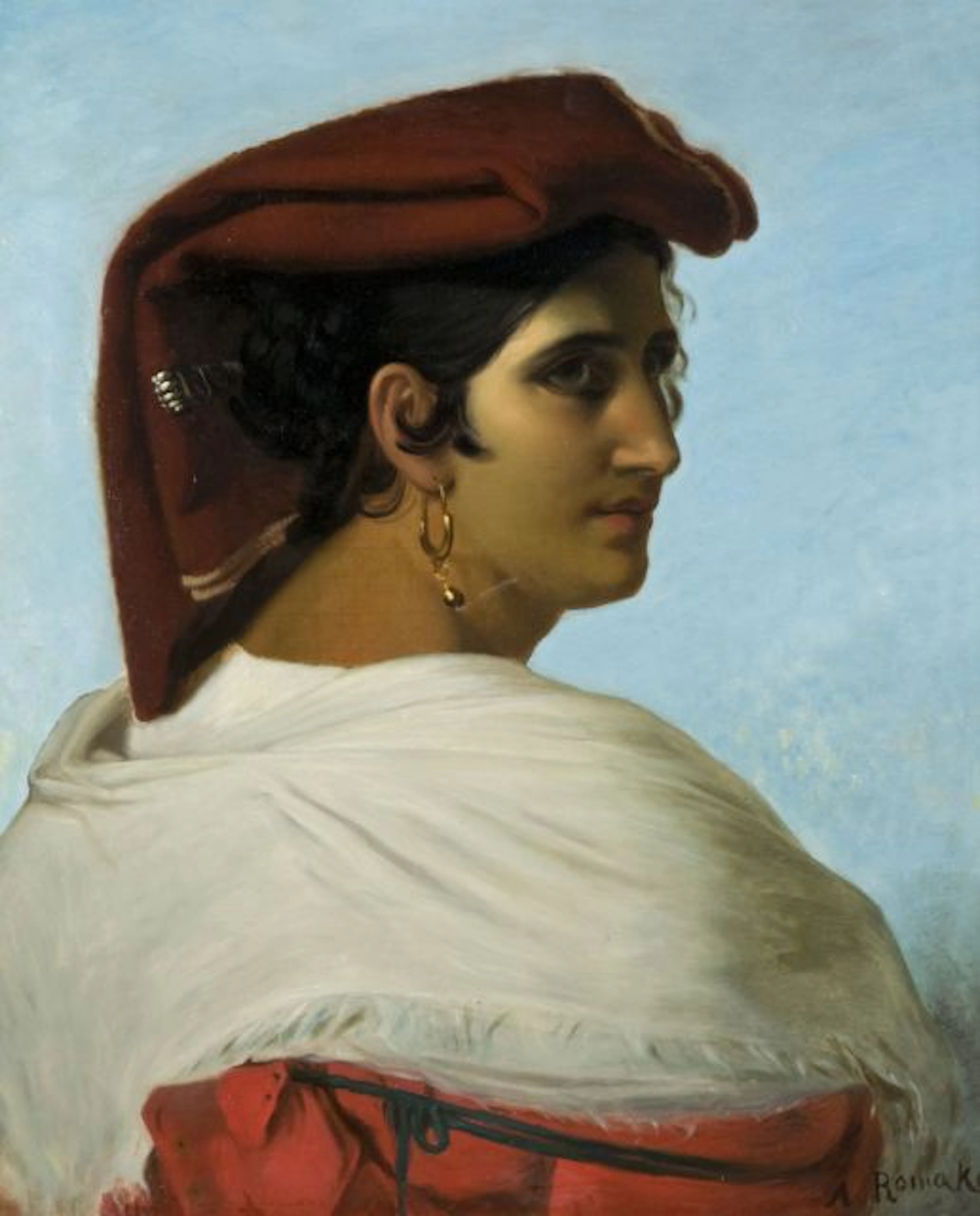 Anton Romako Atzgersdorf, 1832 - Vienne, 1889 Italienne de trois-quart