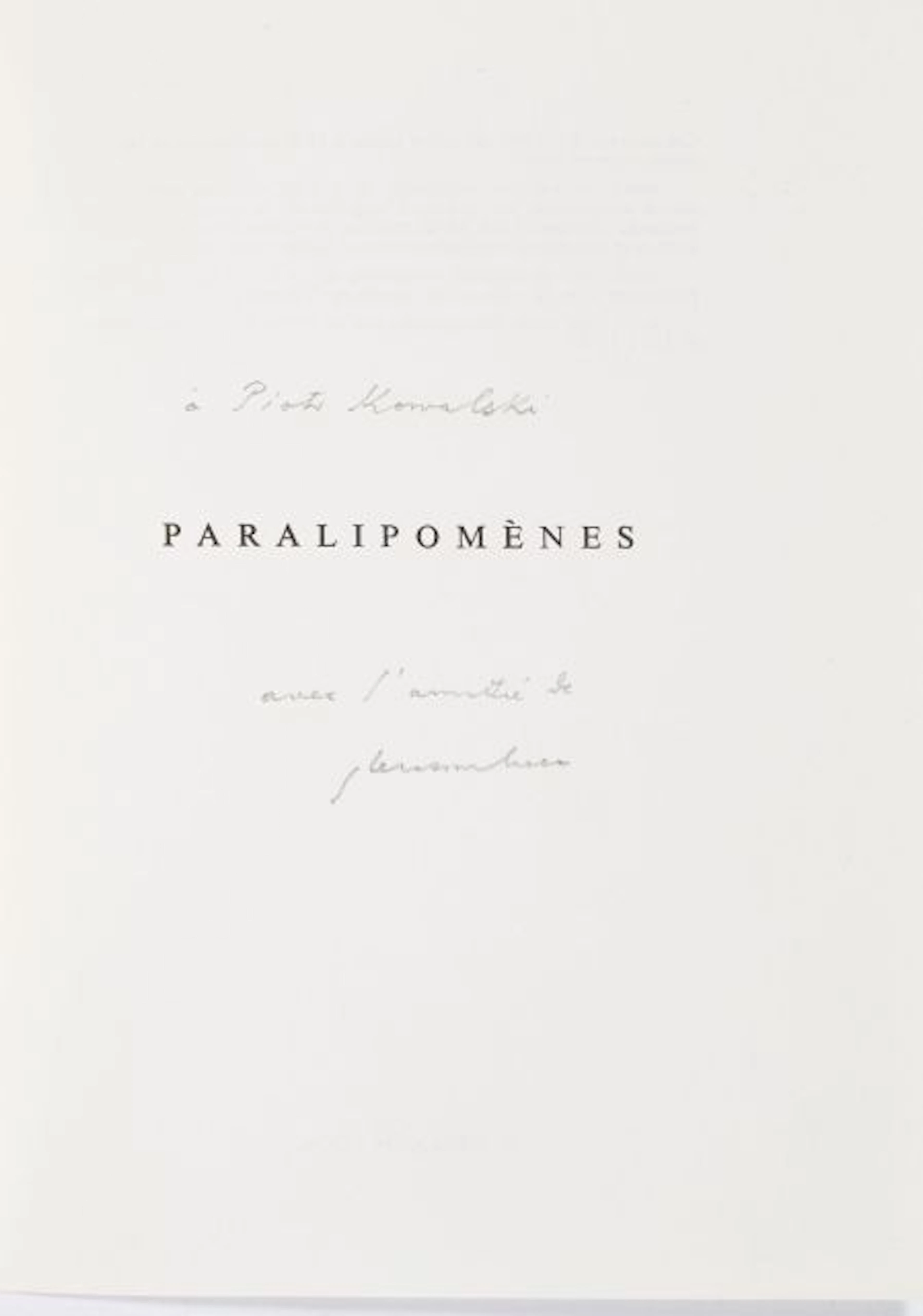 GHERASIM LUCA. PARALIPOMENES. Paris, Le Soleil Noir, 1977. In-8, broché.