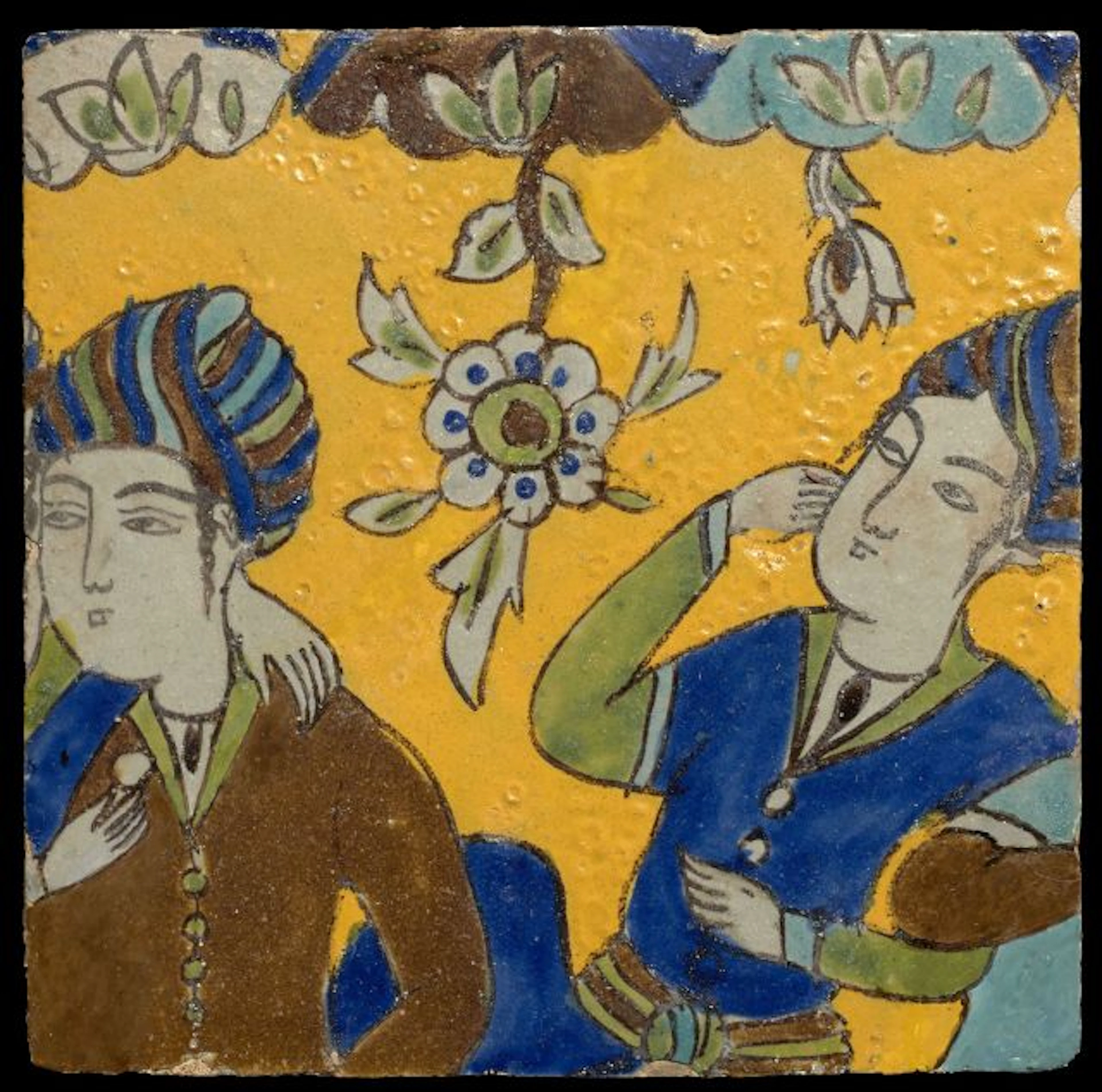 CARREAU DE REVÊTEMENT FIGURATIF, IRAN, ISPAHAN, 17E-18E SIÈCLE