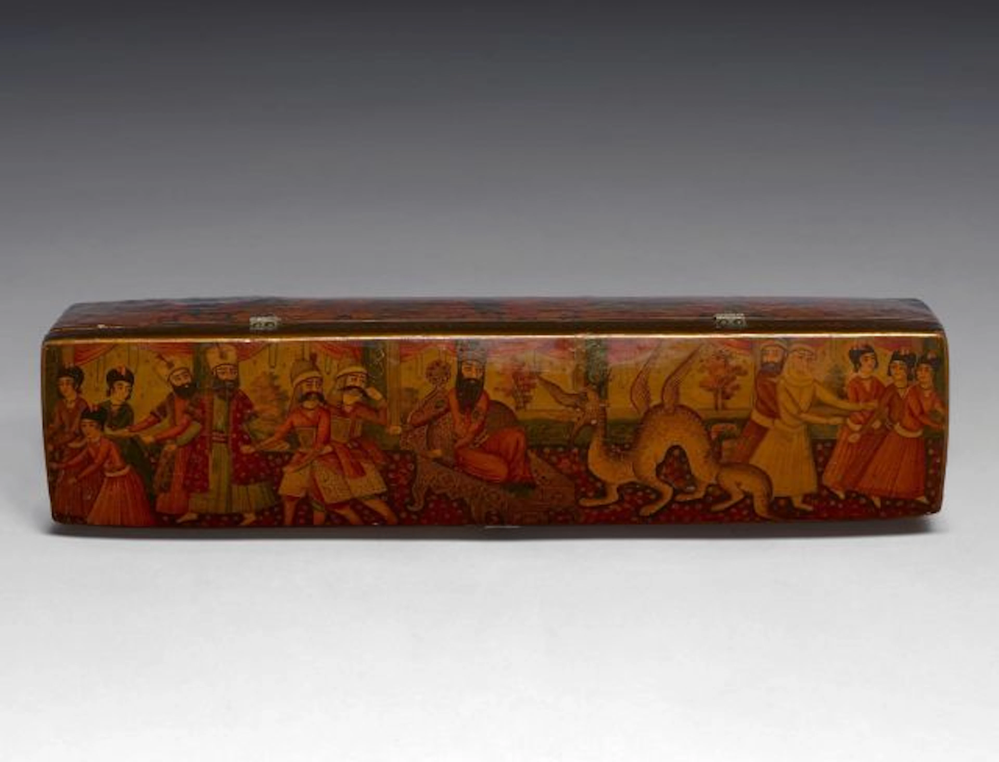 PLUMIER LAQUÉ, IRAN, ART QAJAR, 19E SIÈCLE