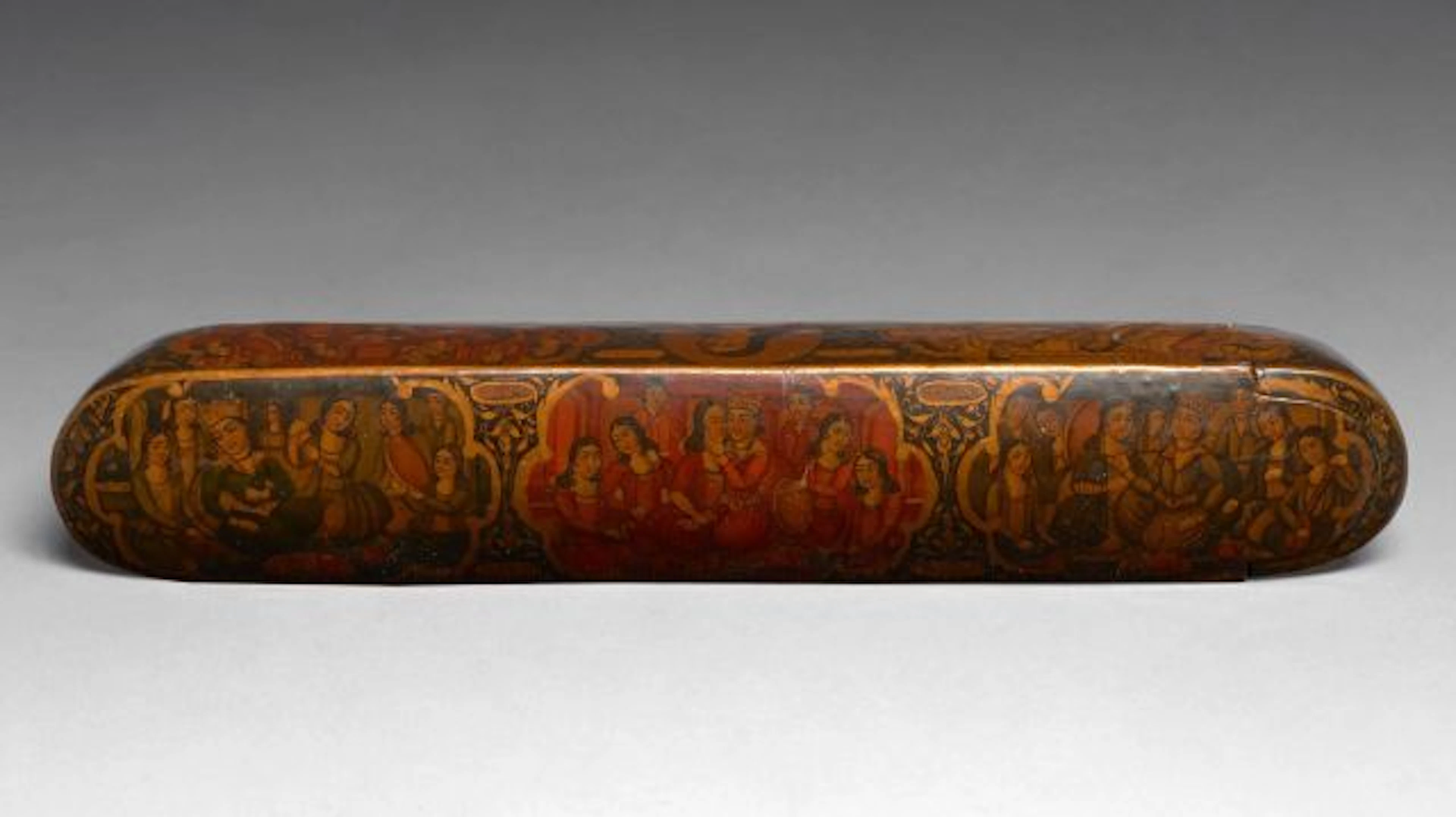 PLUMIER LAQUÉ, IRAN, ART QAJAR, 19E SIÈCLE