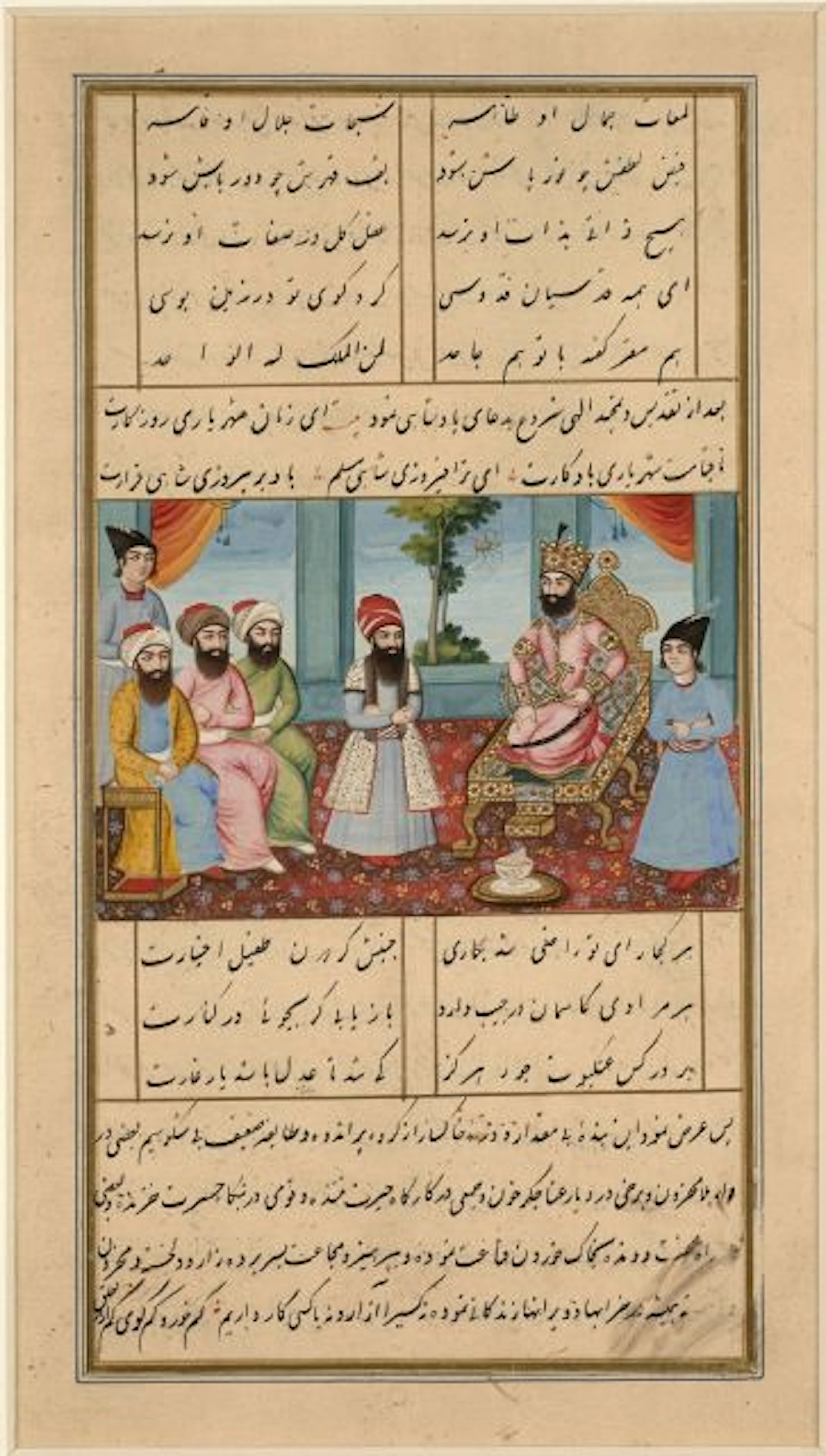 LE ROI SALOMON ET L'ARAIGNÉE, IRAN, ART QAJAR, VERS 1840 A.D.
