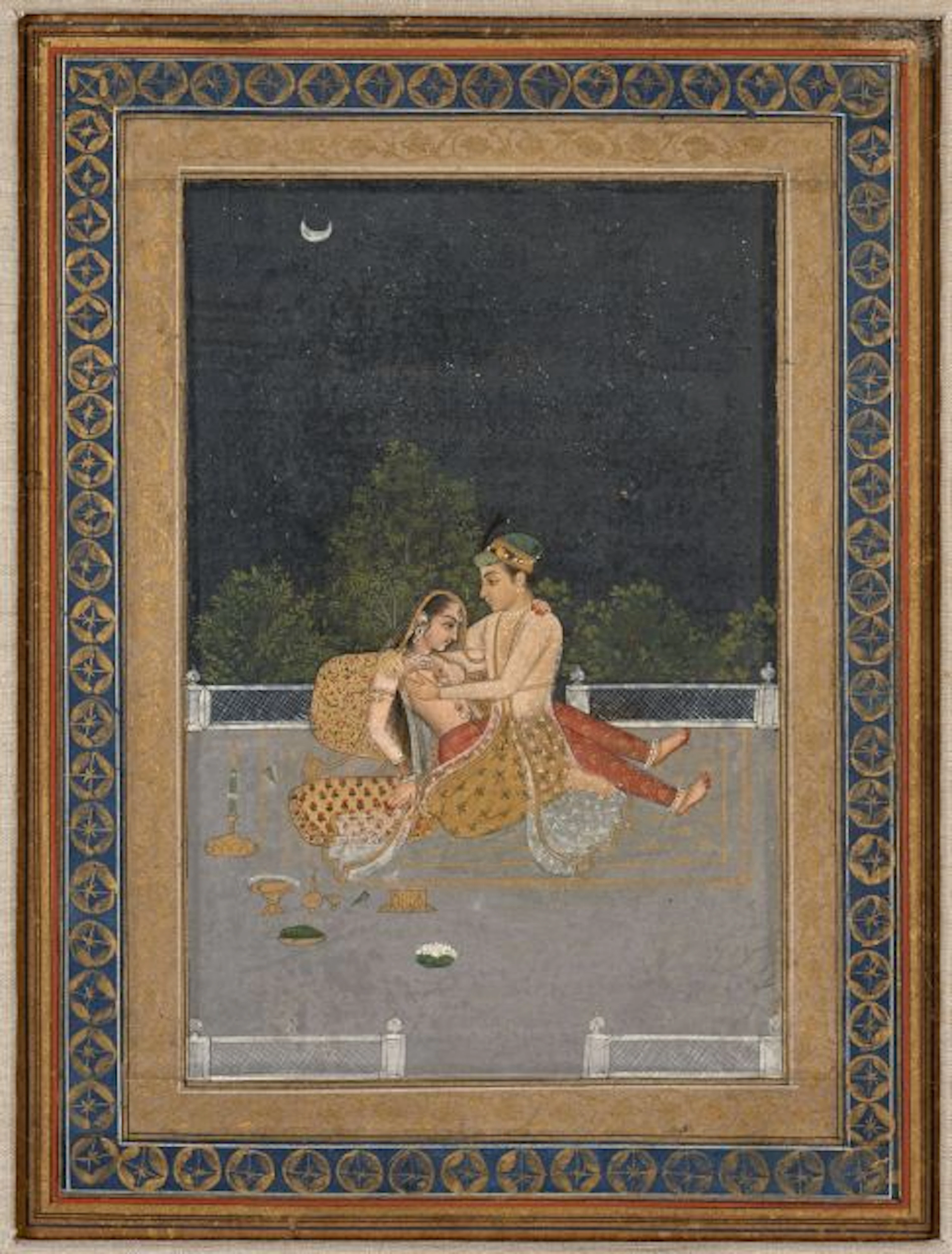 COUPLE D'AMOUREUX, INDE MOGHOLE, 2E MOITIÉ DU 18E SIÈCLE