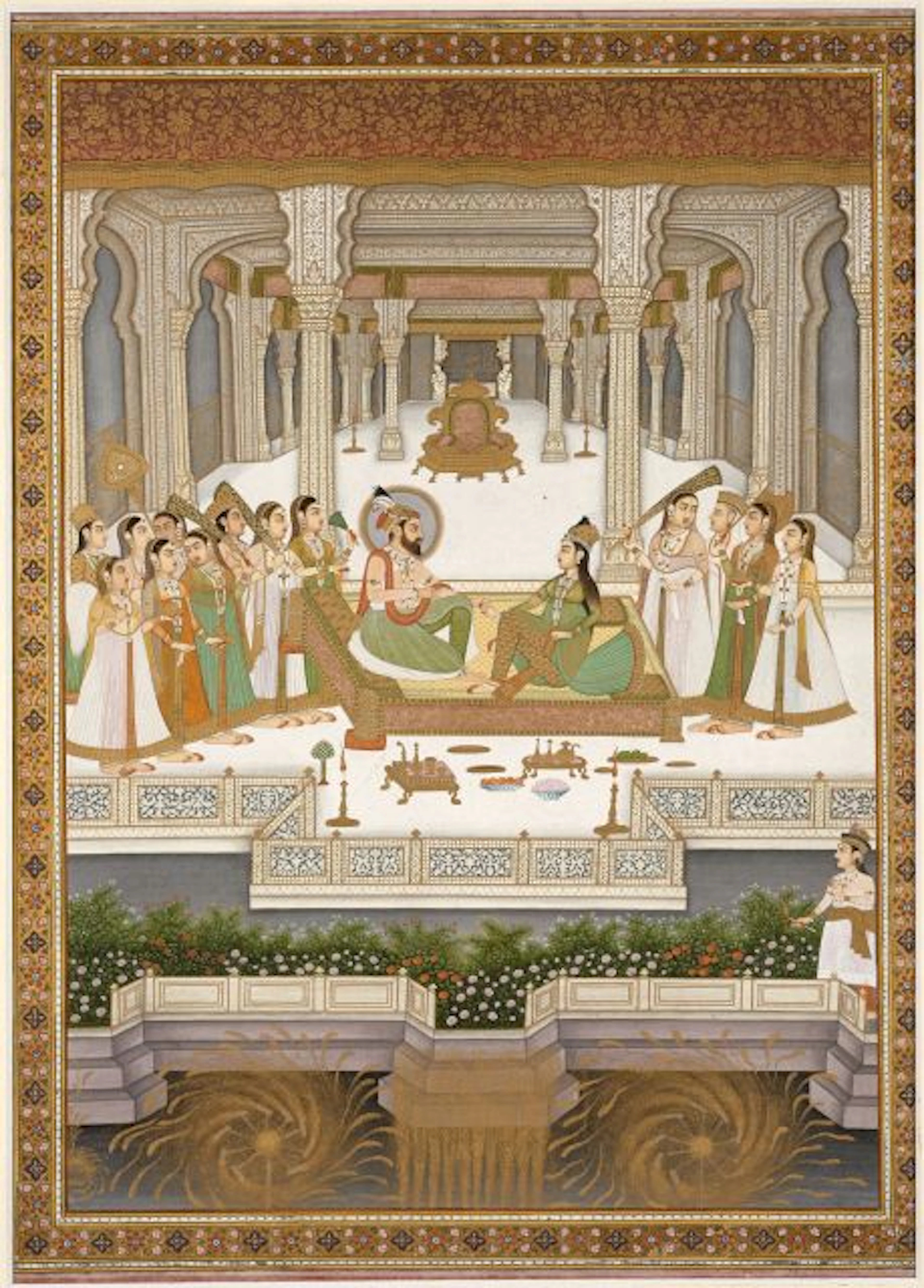 FÊTE À LA COUR DE SHAH JAHAN, ART MOGHOL,19E SIÈCLE