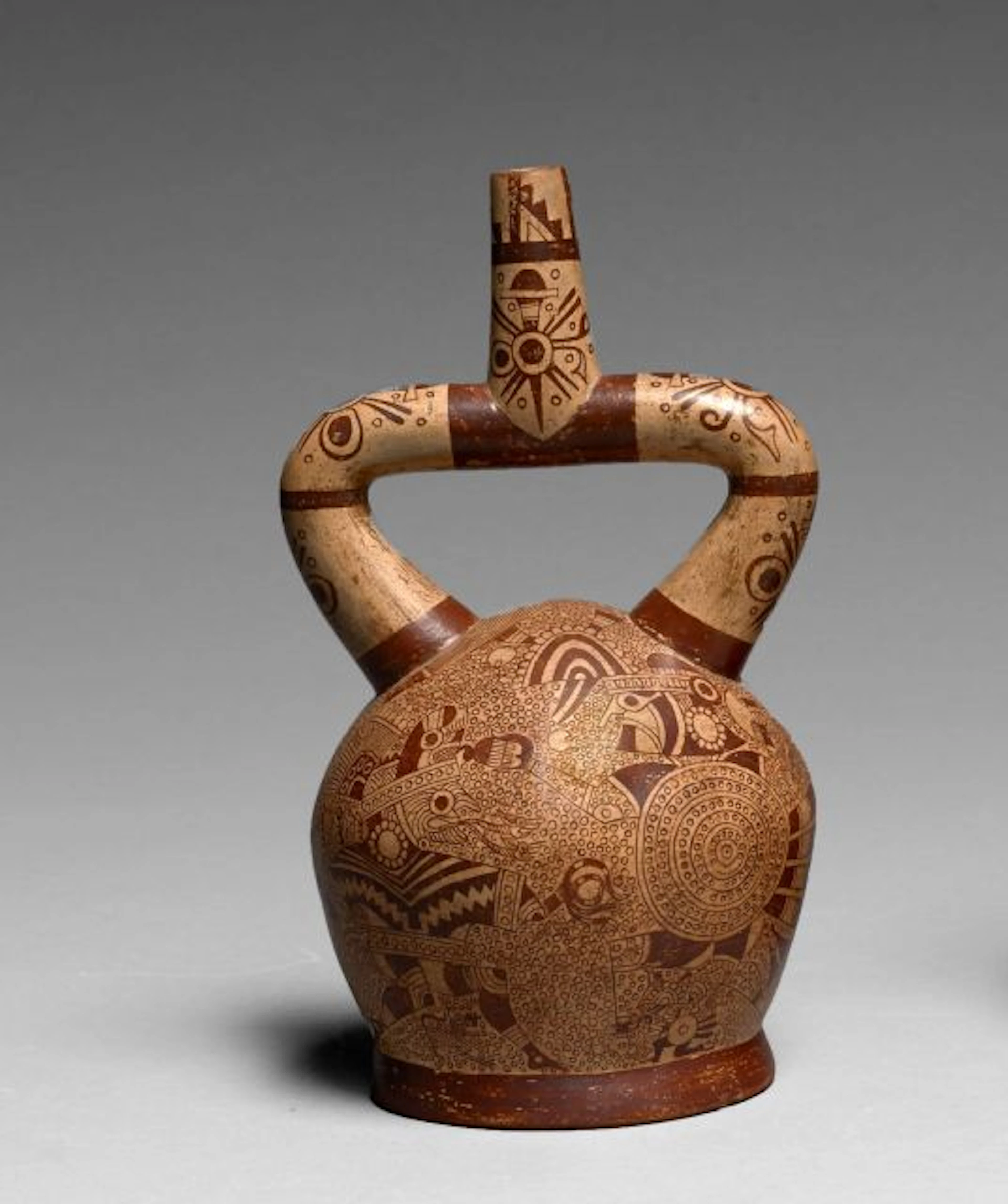 VASE FUNÉRAIRE PEINT D'UNE SCÈNE MYTHOLOGIQUE Culture Mochica, Nord