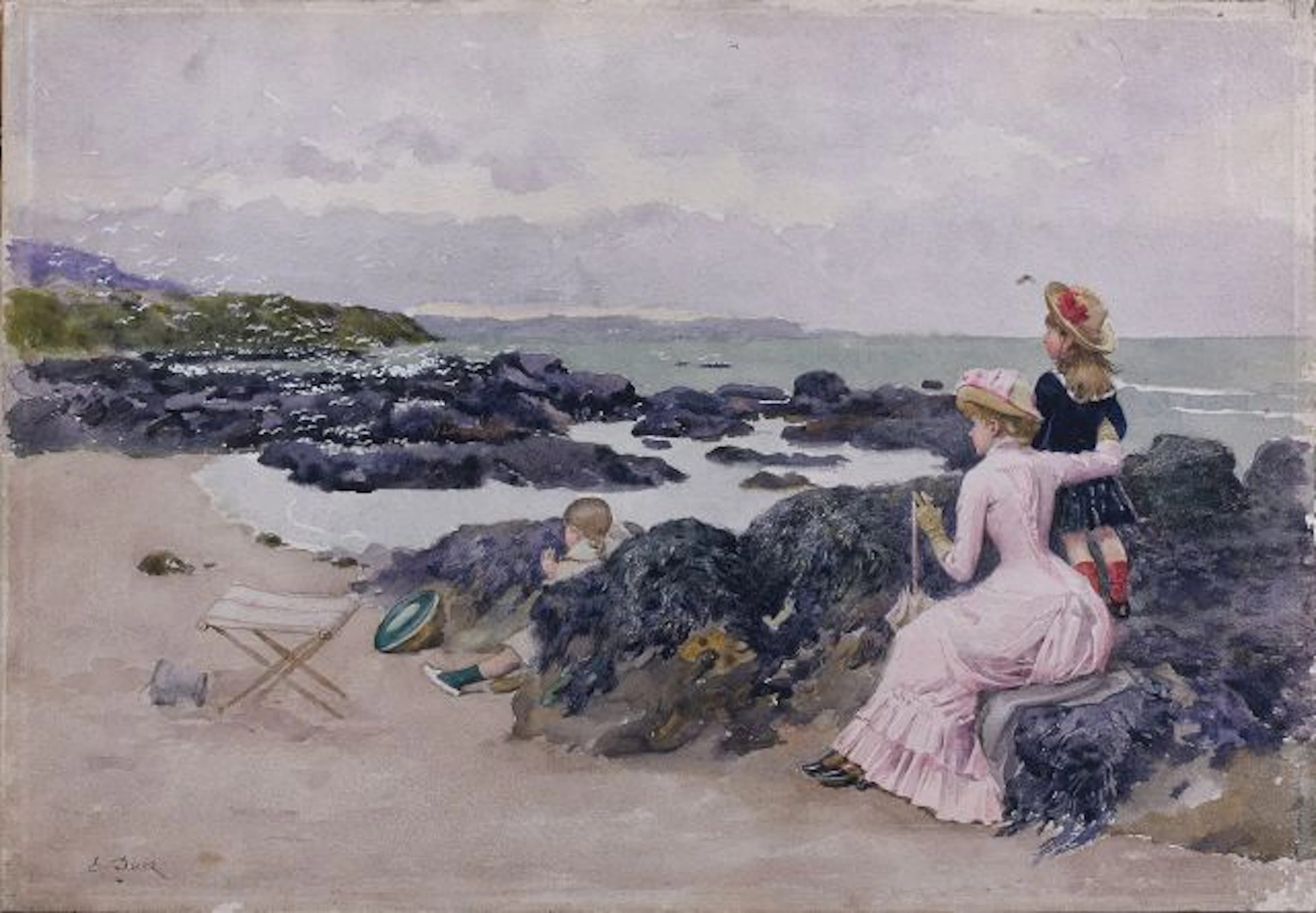 Ernest Ange Duez Paris, 1843 - Bougival, 1896 La visite à la plage