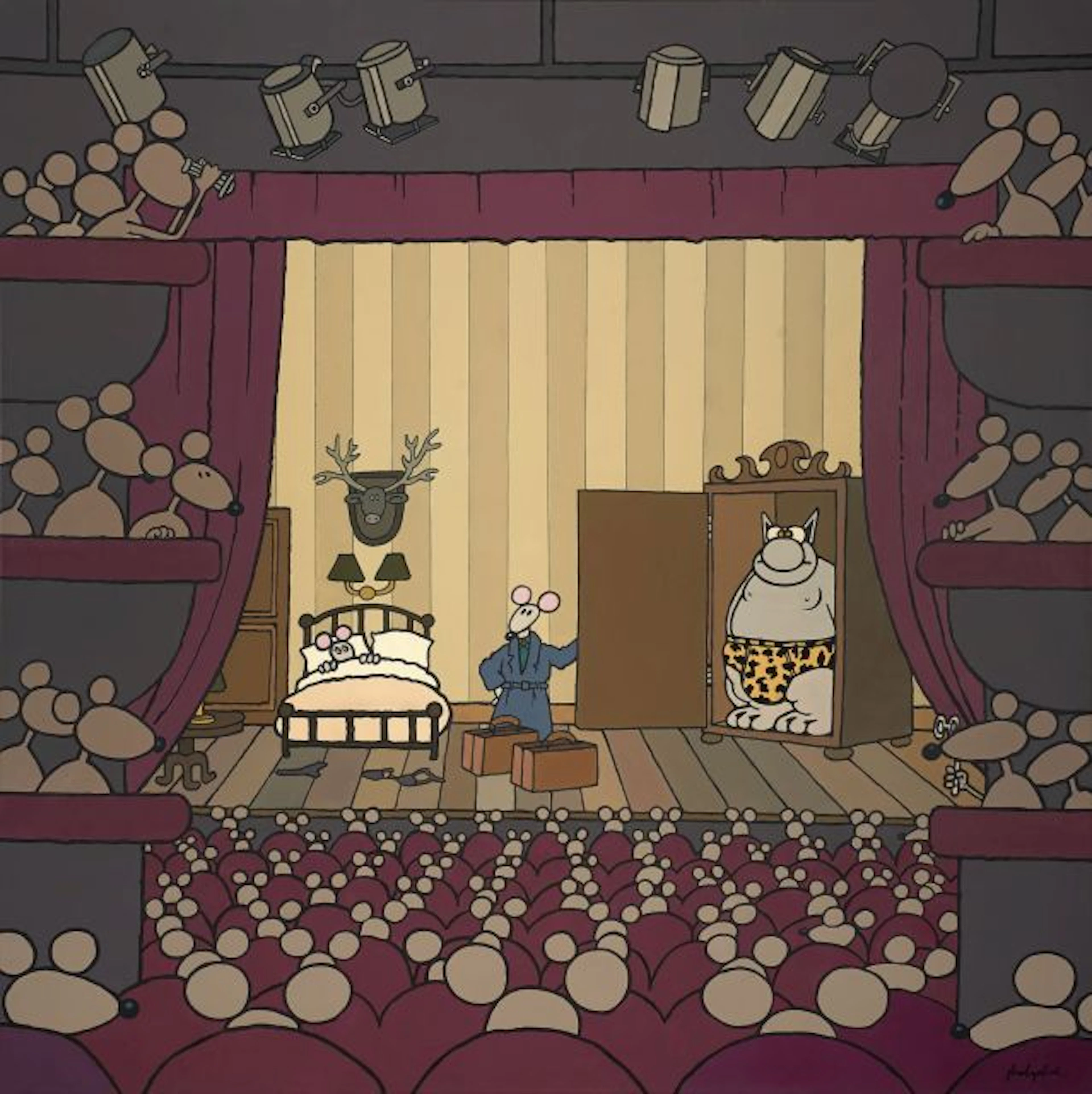Philippe GELUCK Né en 1954 LE CHAT AU THEATRE