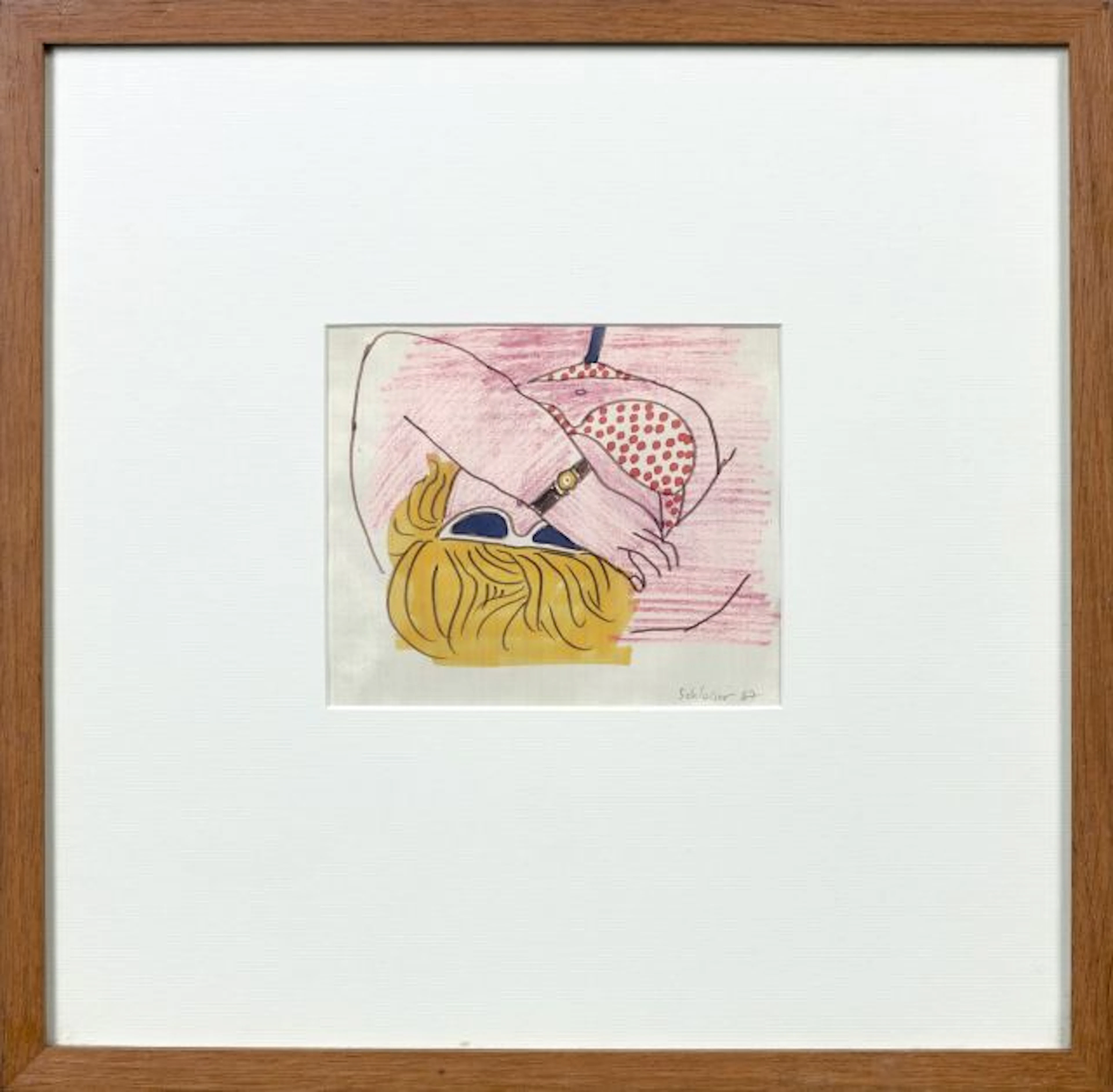 Gérard SCHLOSSER (Né en 1931) BRONZEUSE BLONDE A LA MONTRE - 1967