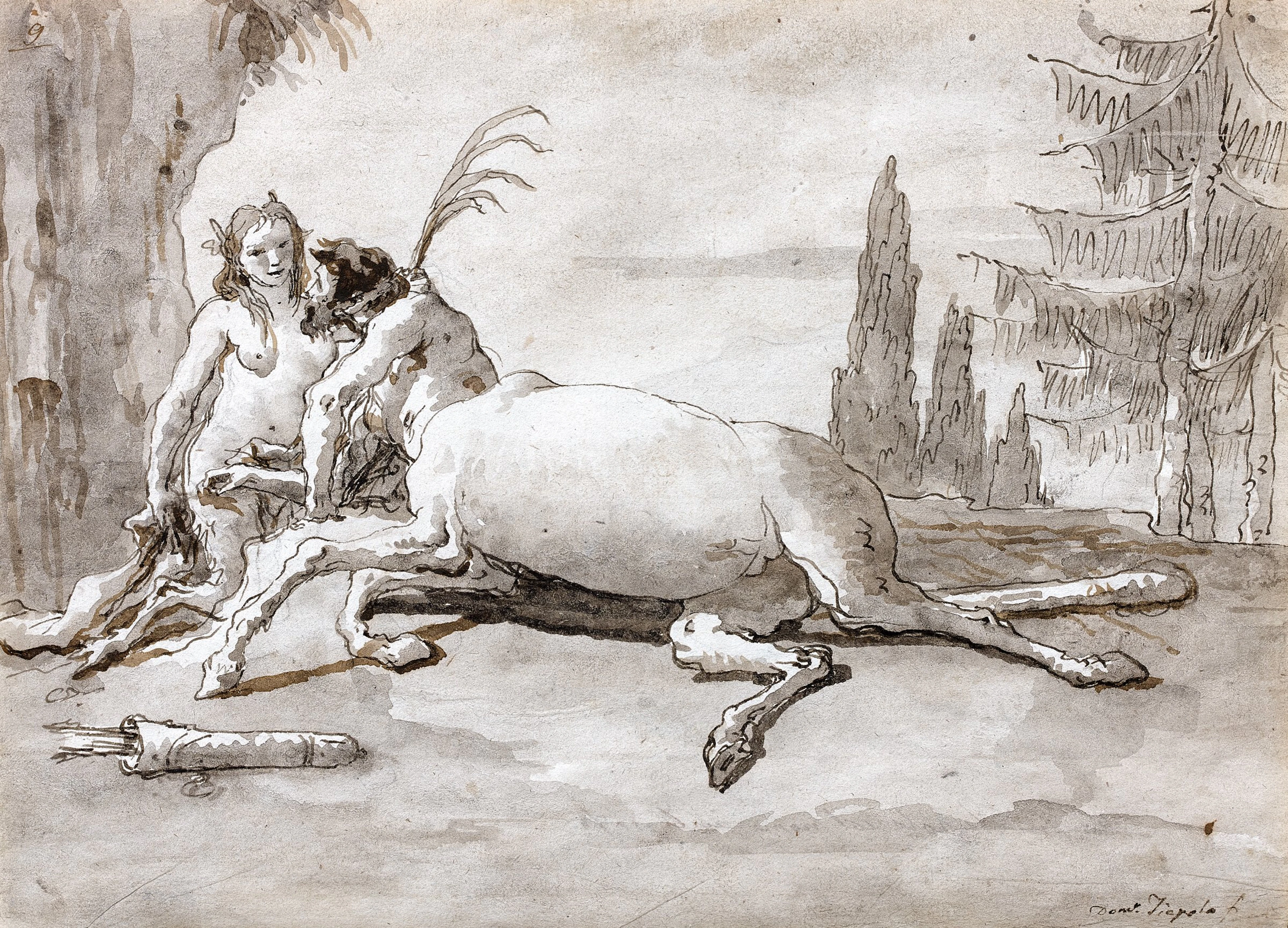 Giovanni Domenico Tiepolo Venise, 1727 - 1804 Centaure et faunesse