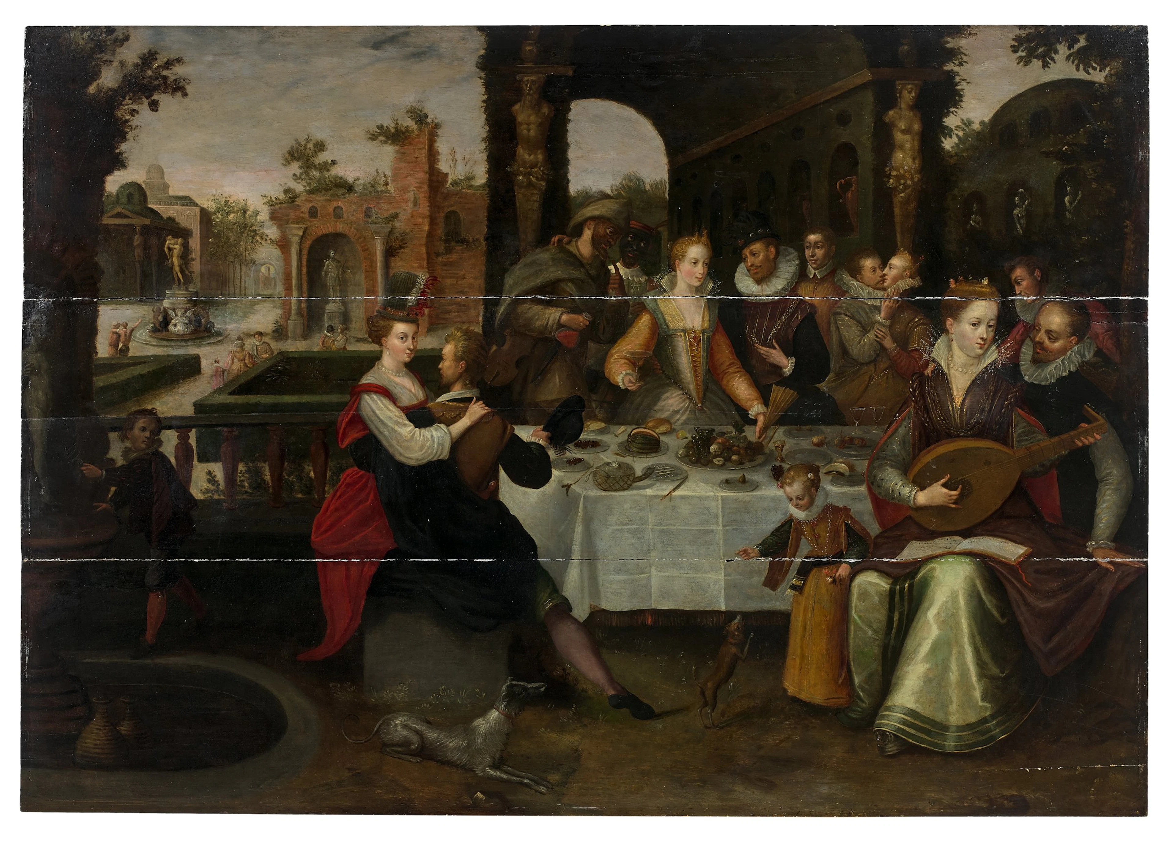 Attribué à Ambrosius Francken II Anvers, 1581-1632 Banquet d'une élégante