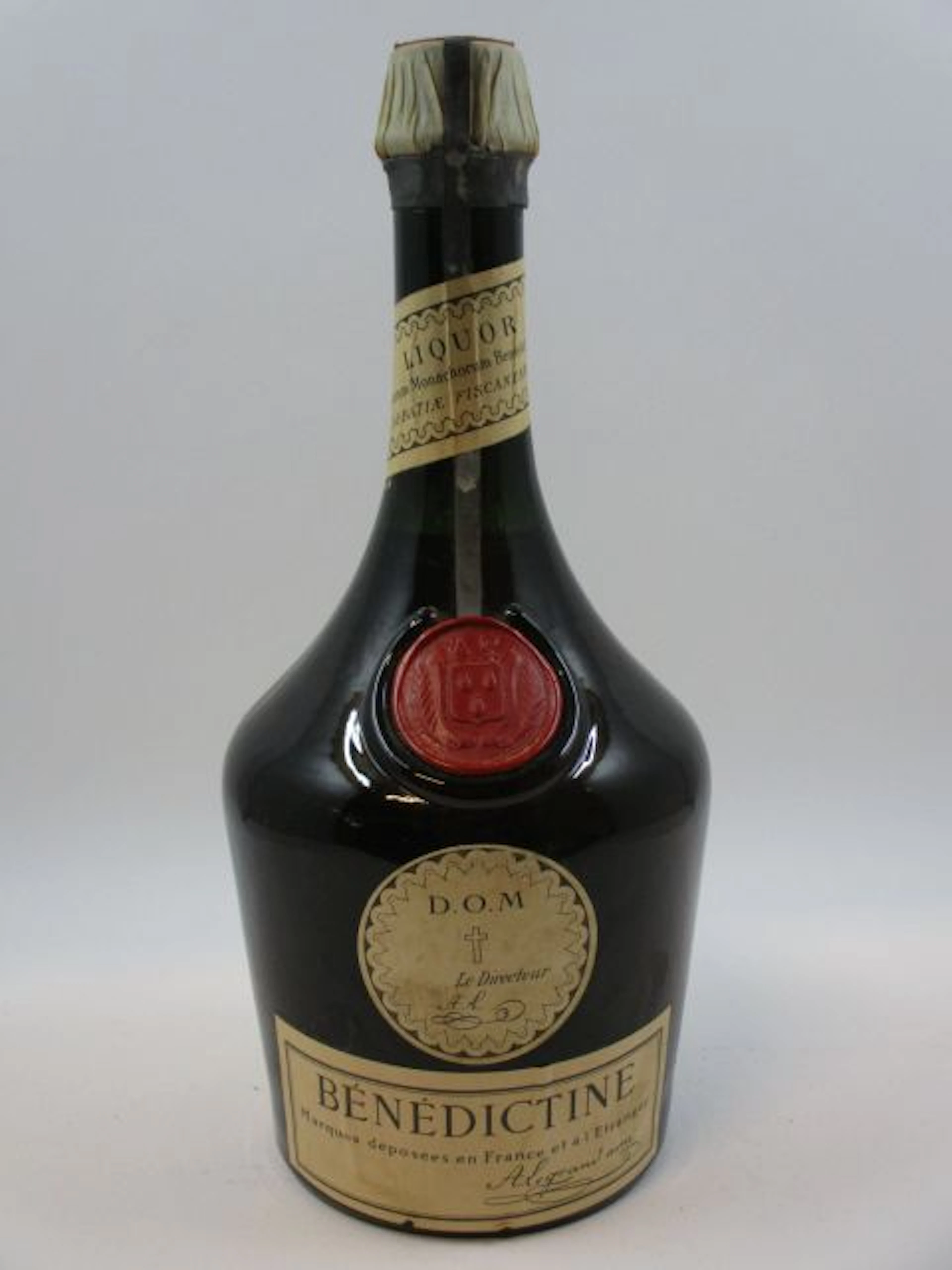 1 bouteille LIQUEUR BENEDICTINE (1 litre, bouteille ancienne. Capsule