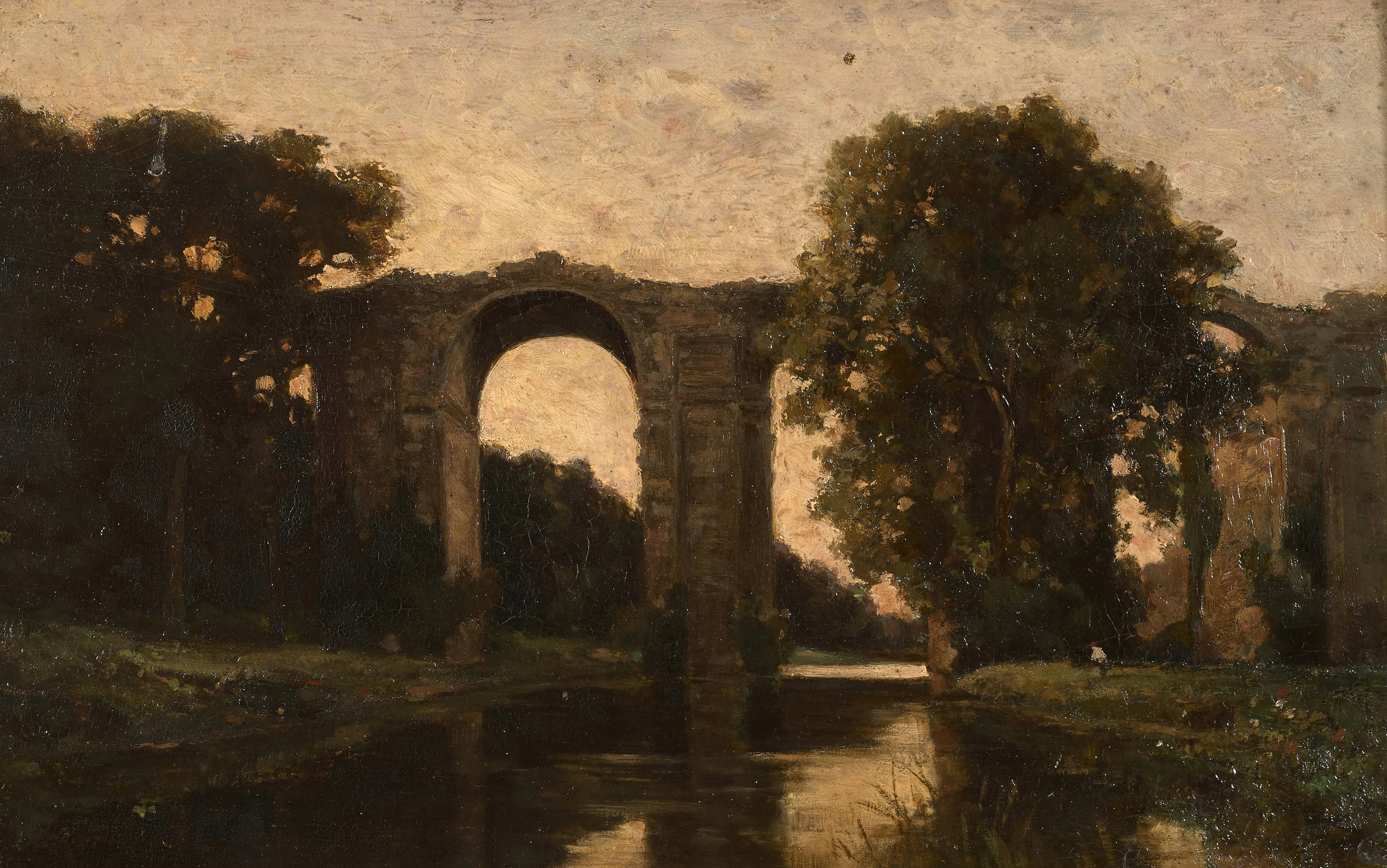 Attribué à Jean-Achille Benouville Paris, 1815 - 1891 Vue de l'aqueduc