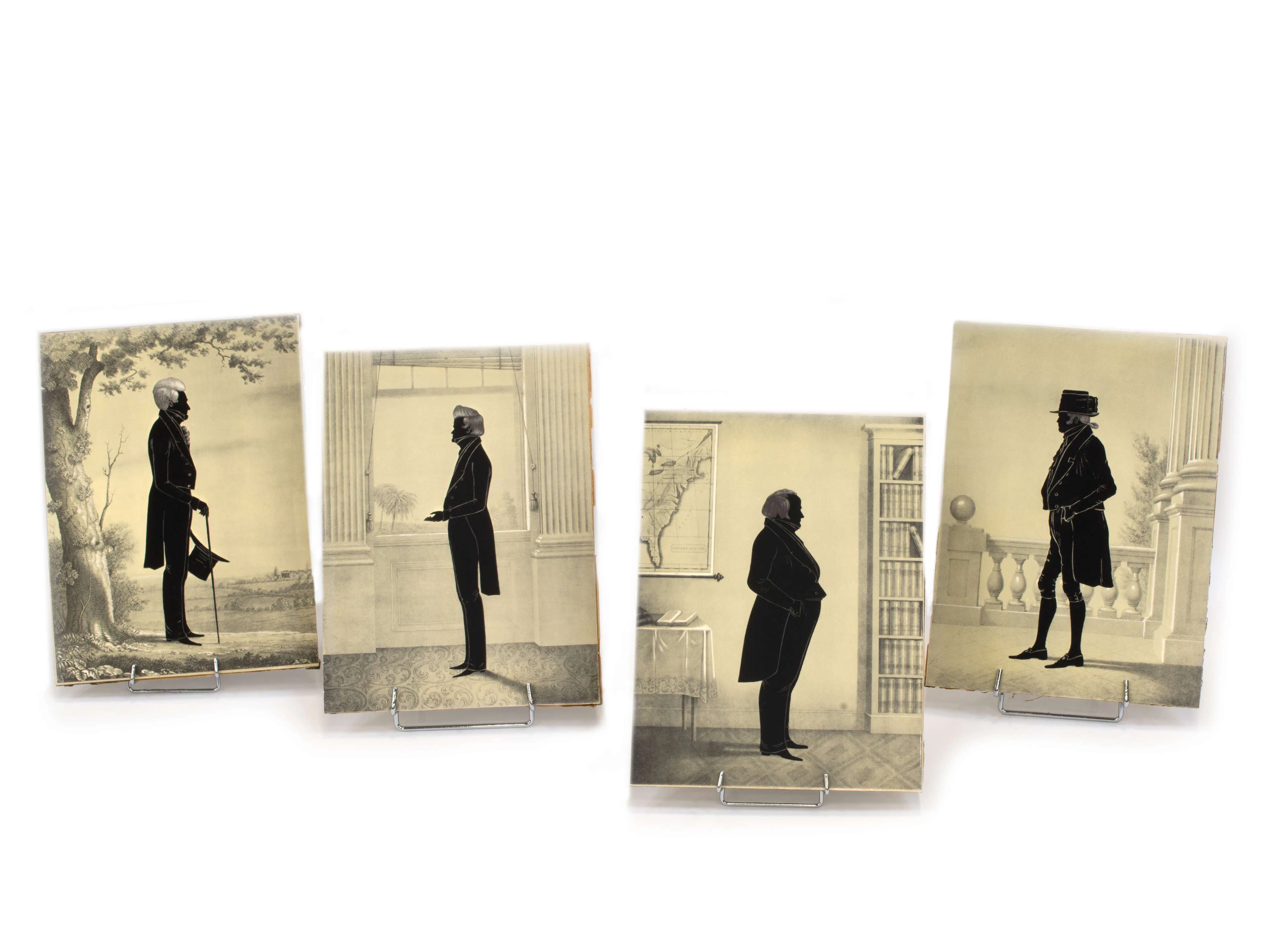 QUATRE IMPRESSIONS REPRESENTANT DES SILHOUETTES