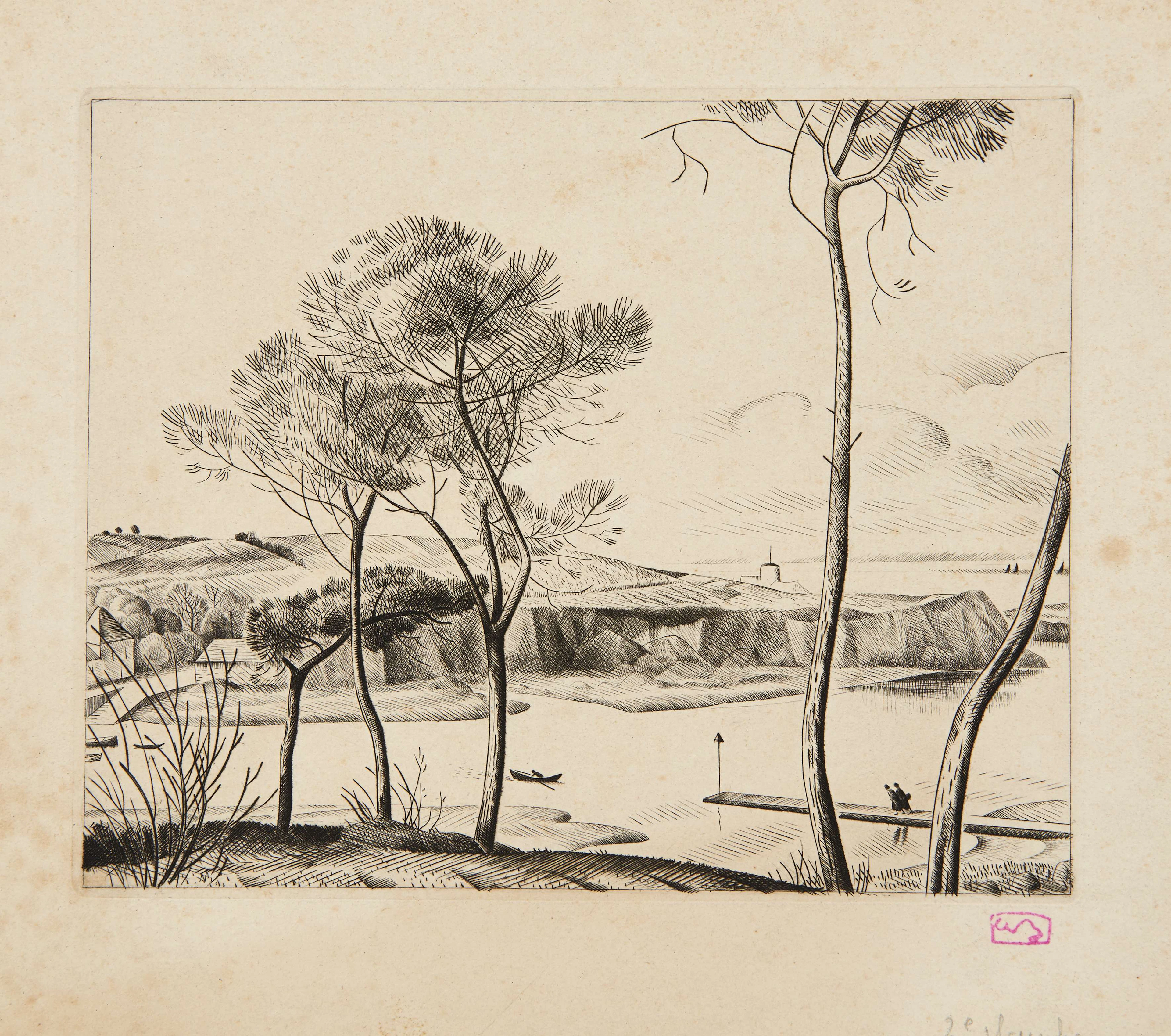 Adolphe-Marie BEAUFRERE (1876-1960) Le lac Estampe, monogrammée