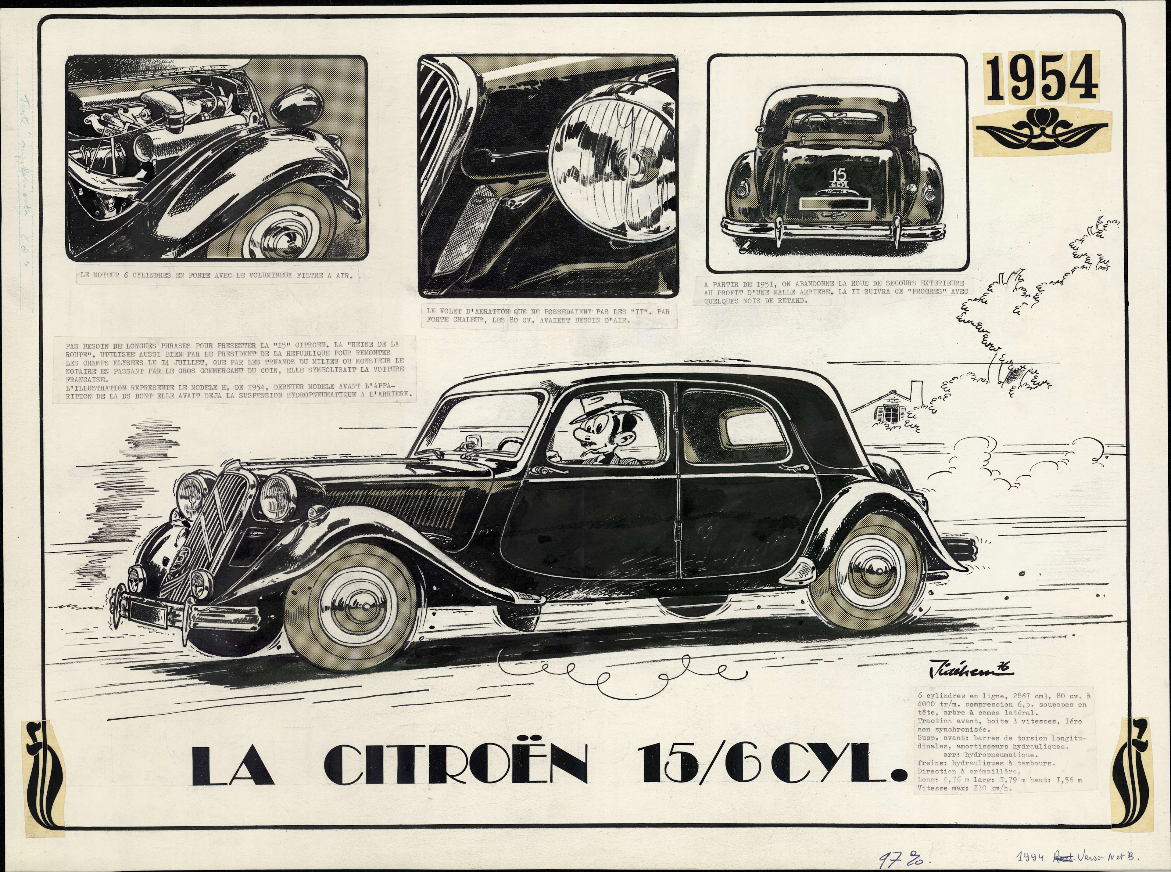 JIDÉHEM (Jean De Mesmaeker dit) 1935 - 2017 La Citroën 15/6 CYL