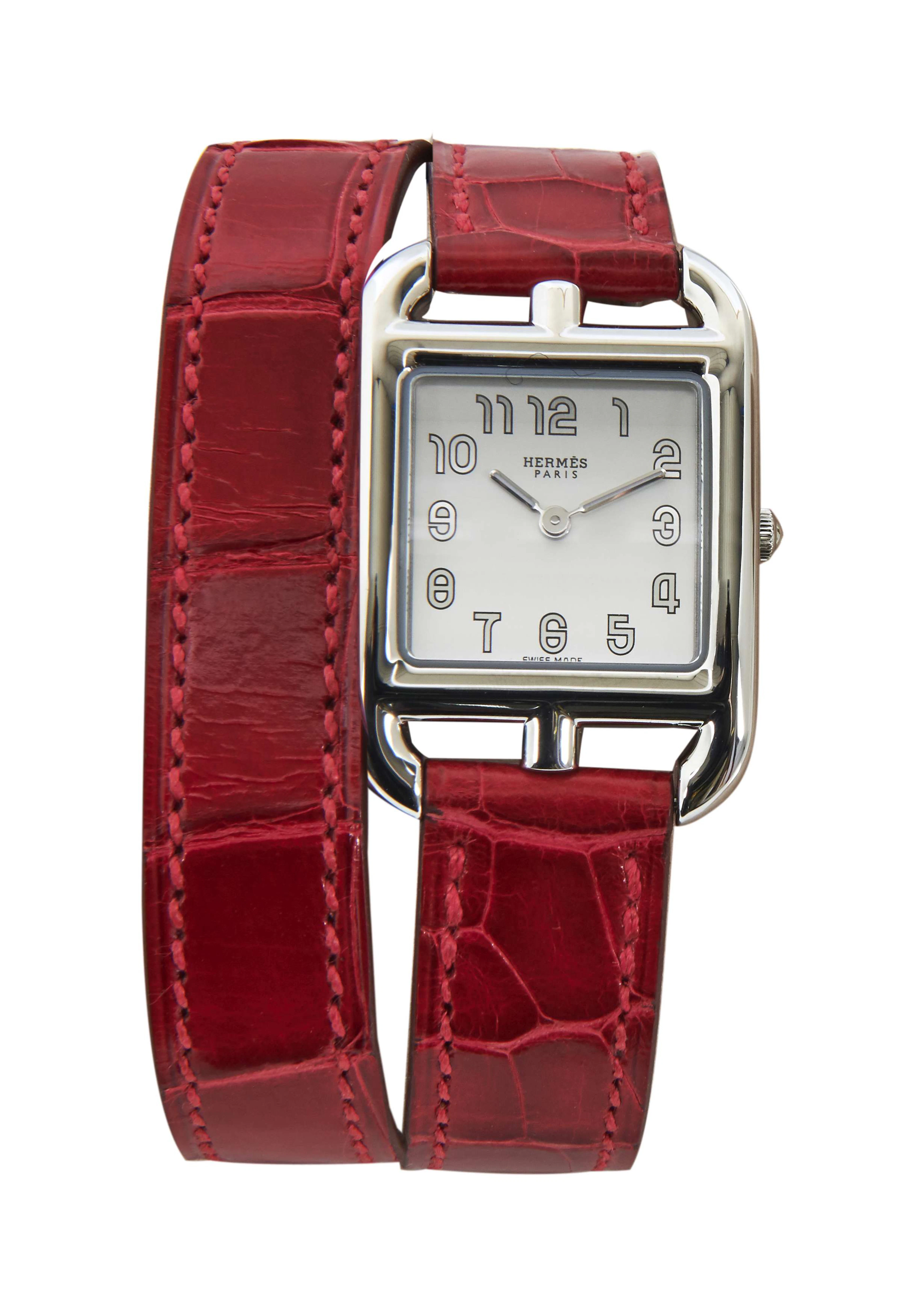 HERMÈS Montre bracelet de dame CAPE COD Bracelet double...