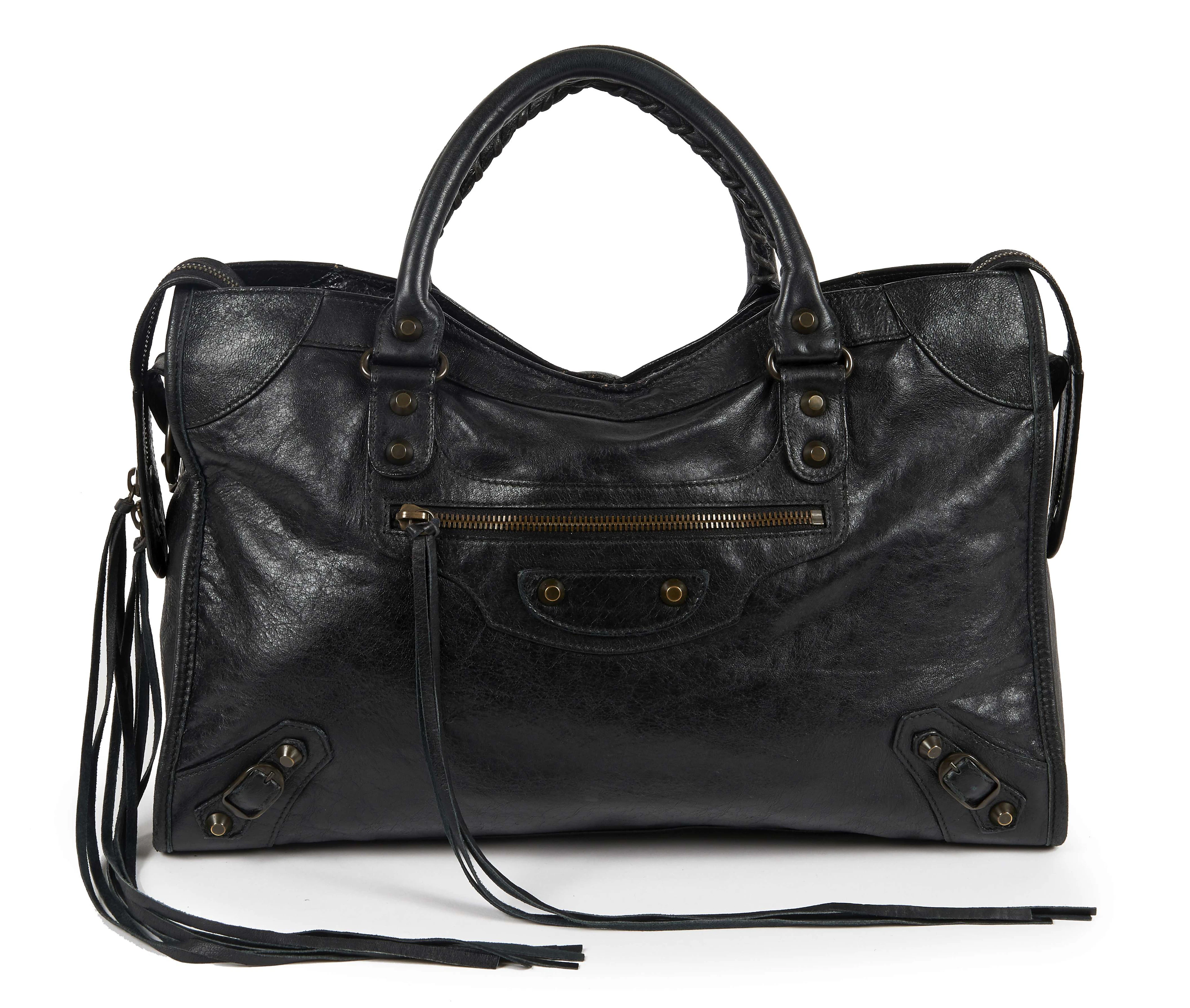 BALENCIAGA SAC "Classic City" en cuir vieilli noir