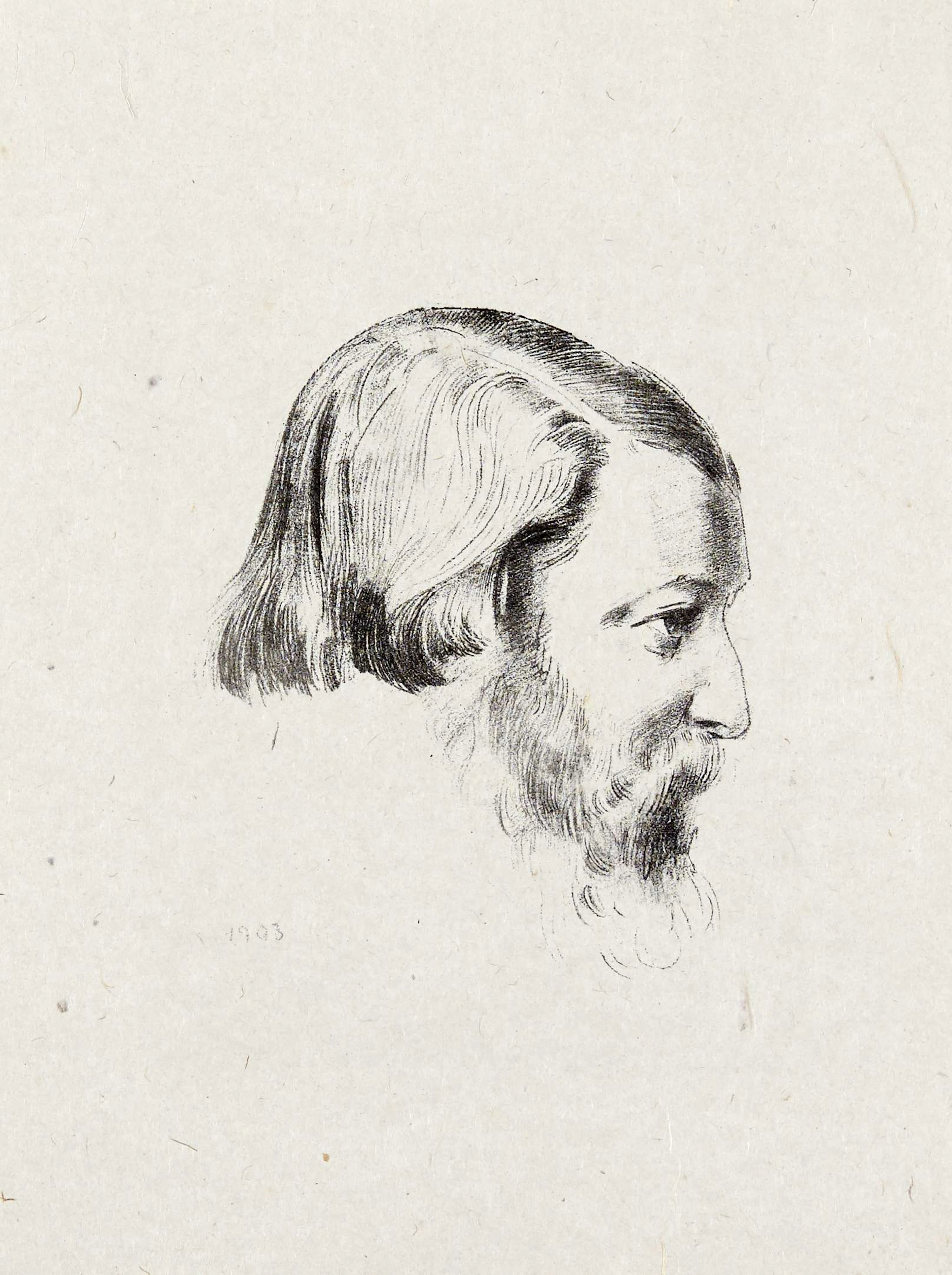 D'après Odilon REDON (1840 - 1916) Portrait de Paul Sérusier Lithographie