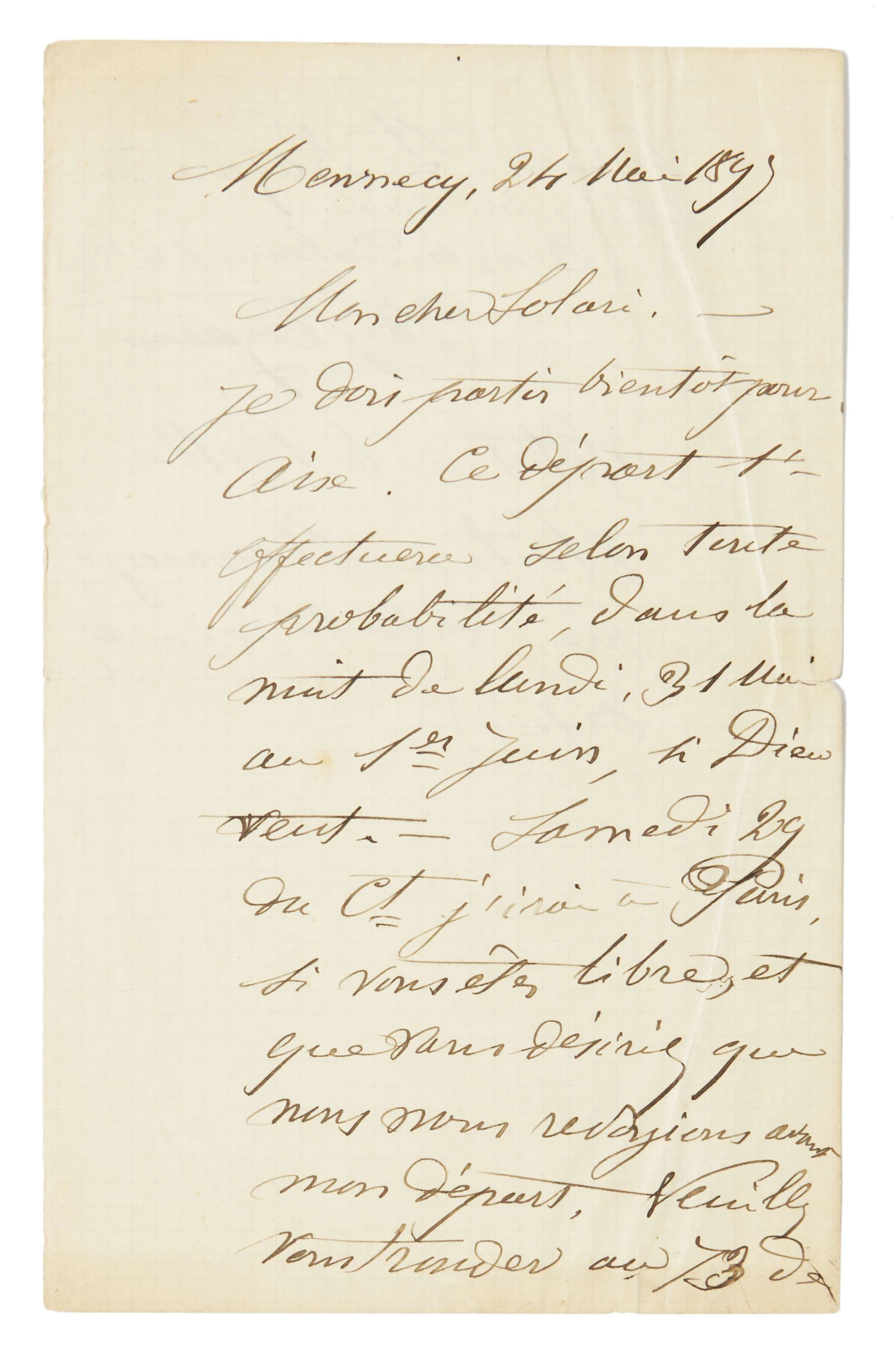 PAUL CÉZANNE (1839-1904) Lettre autographe signée à Emile Solari