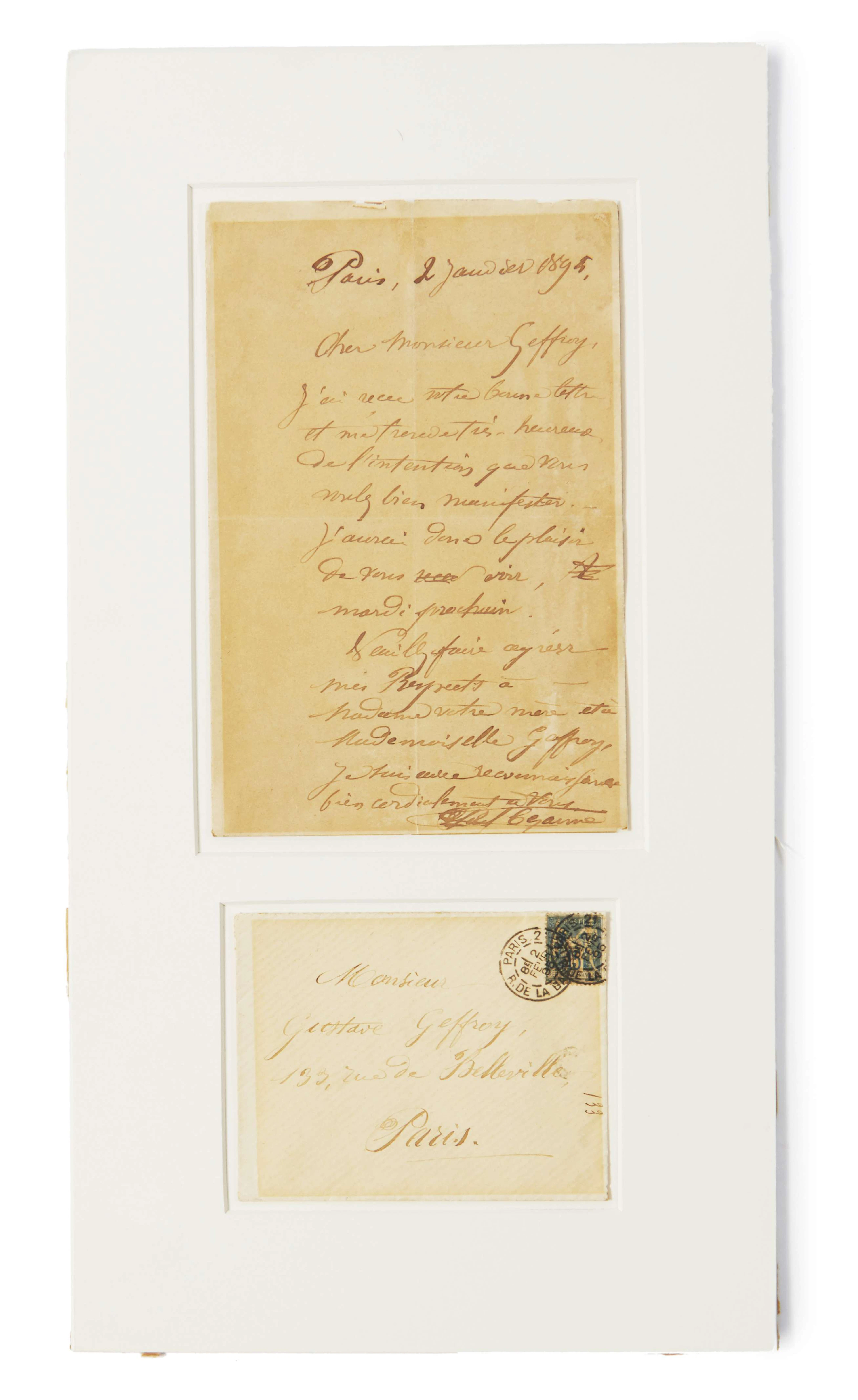 PAUL CÉZANNE (1839-1906) Lettre autographe signée à Gustave Geoffroy