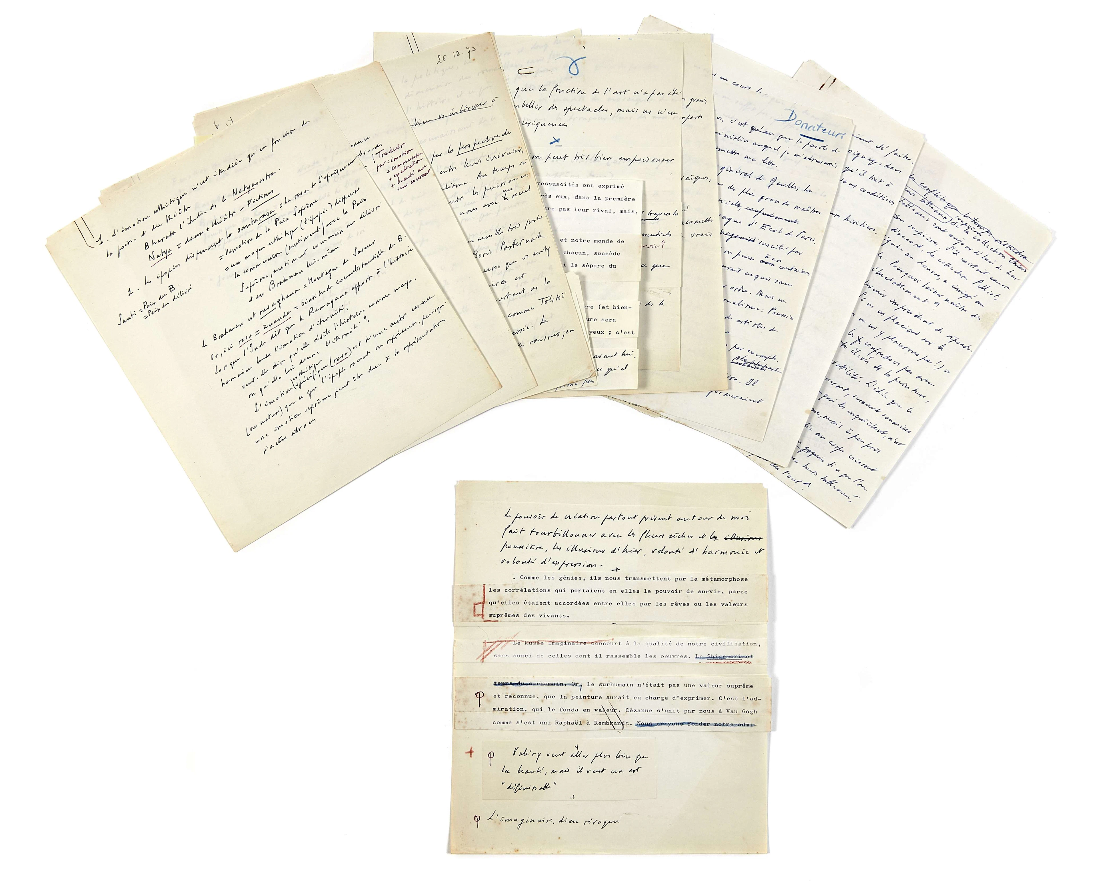 André MALRAUX 1901-1976 Réunion de notes et documents...