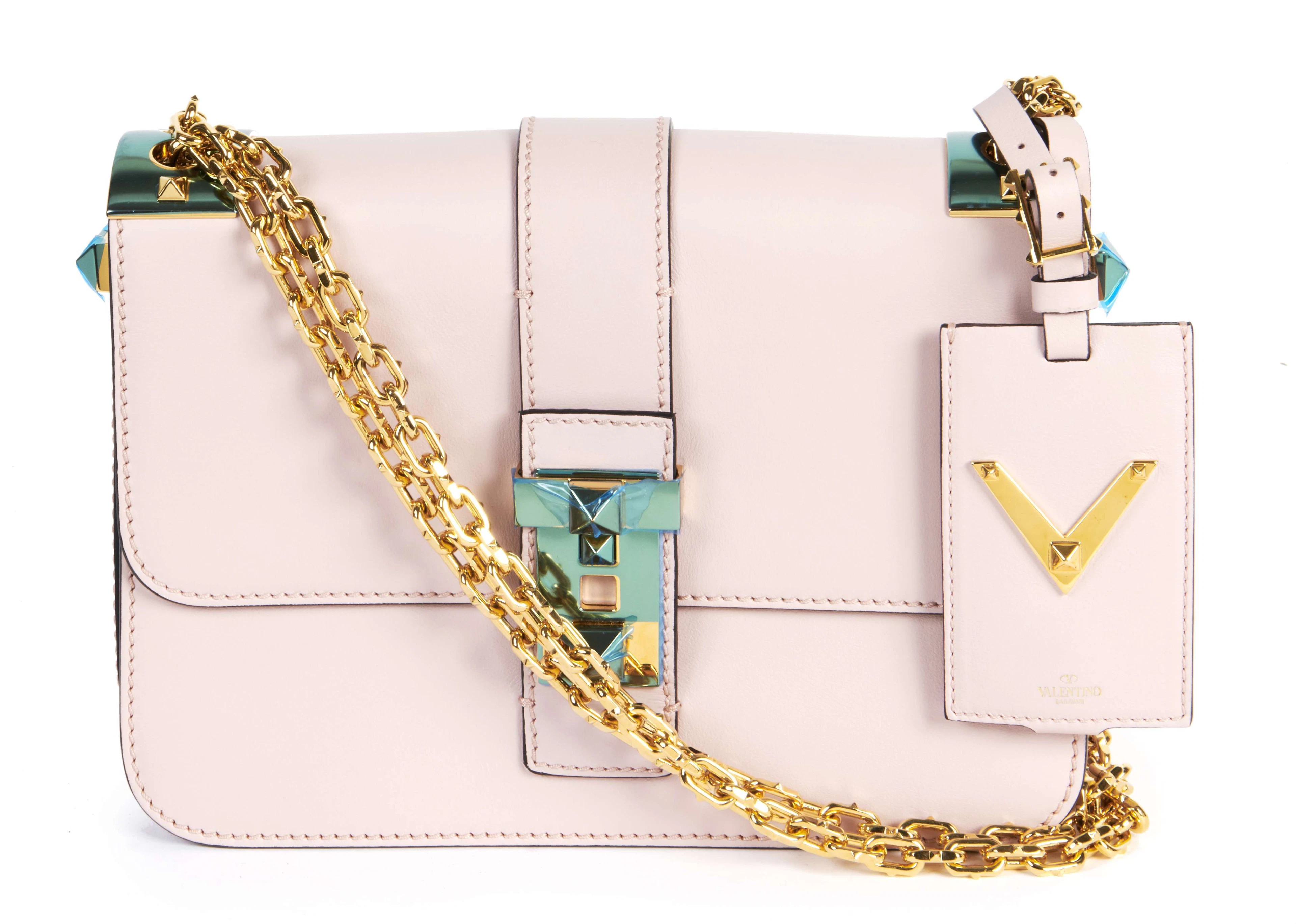 VALENTINO SAC "Rockstud" en cuir rose dragée