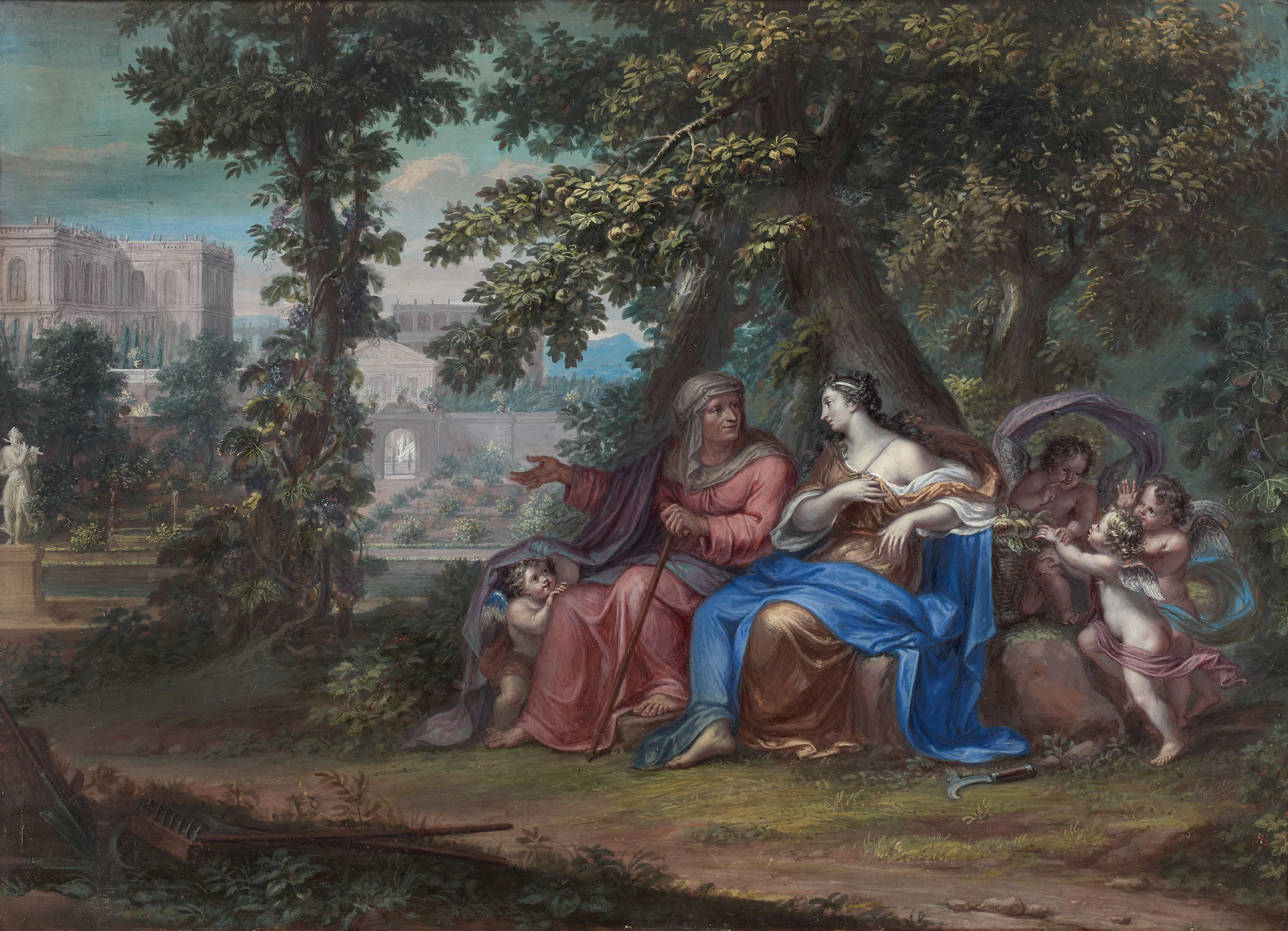 Richard van ORLEY Bruxelles, 1663 - 1732 Vertumne et Pomone Gouache