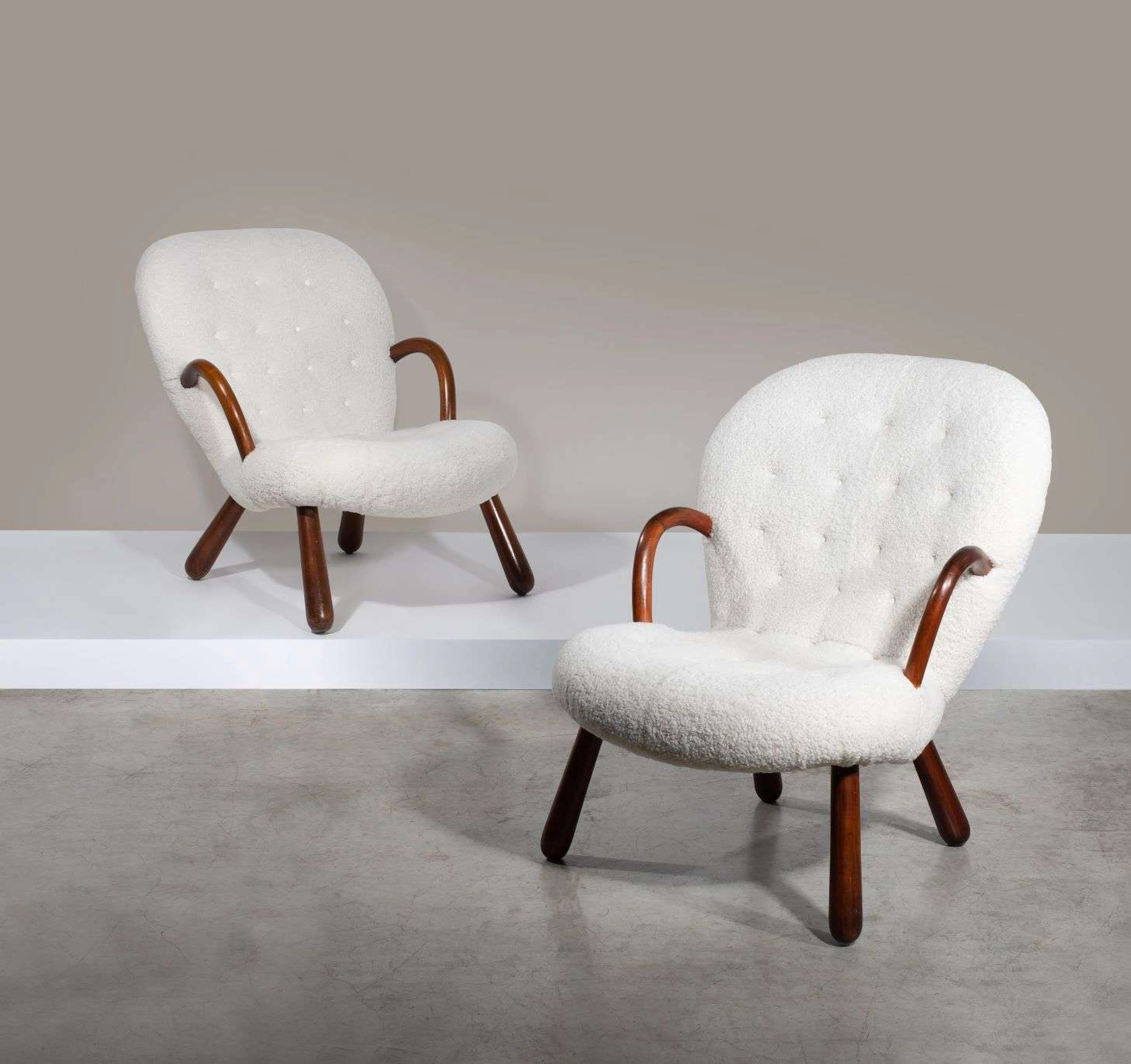 Philip ARCTANDER 1916-1994 Paire de fauteuils dits « Clam...