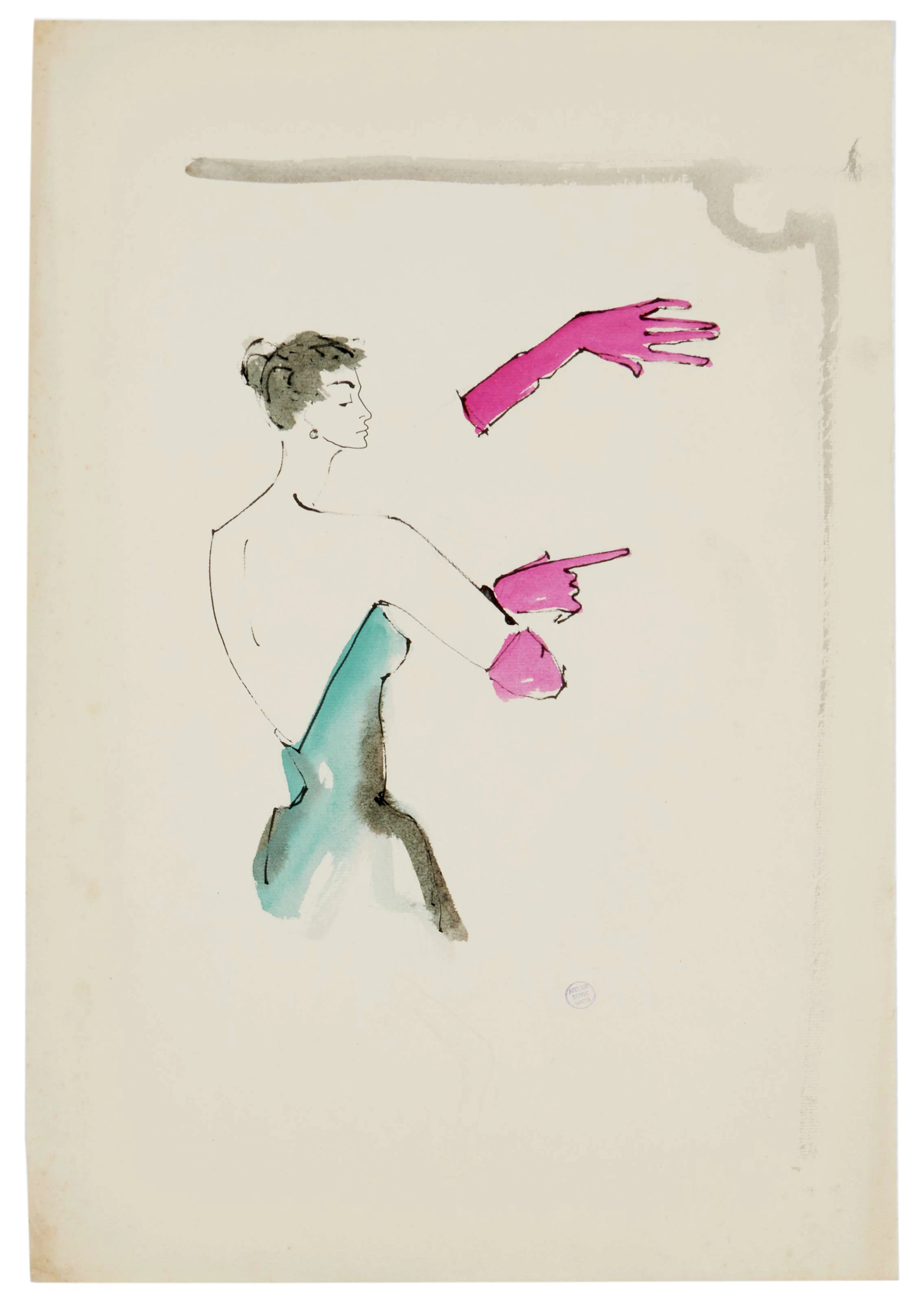 ATELIER SERGE MATTA DESSIN DE MODE Modèle pour Elsa...
